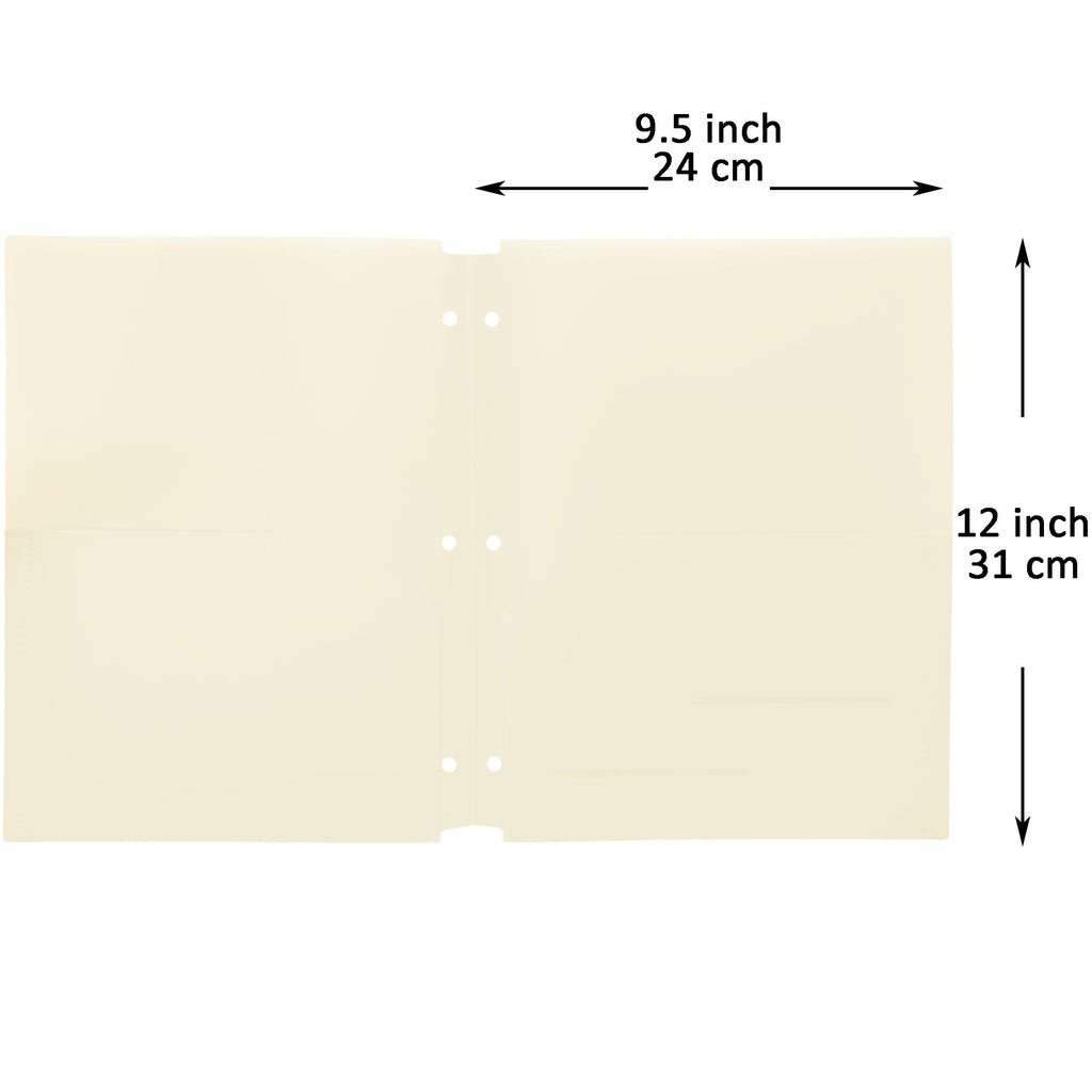 Youngever 6 Pack Heavy Duty Plastic Two Pocket Folders, Binder Dividers with Pocket, 3 Hole Punch Folder with Notches, Binder Folders