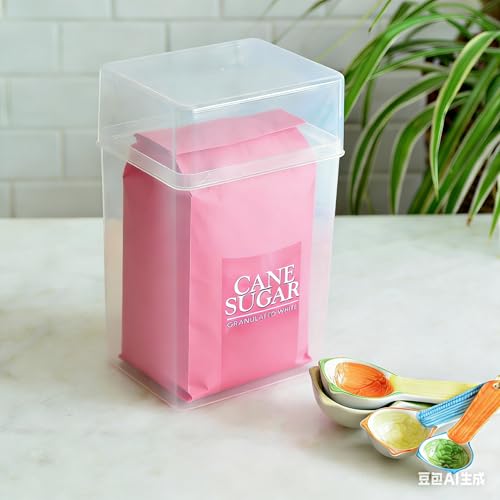 Youngever 2 Pack Plastic Sugar Keeper, Clear Sugar Container, Plastic Food Storage Containers