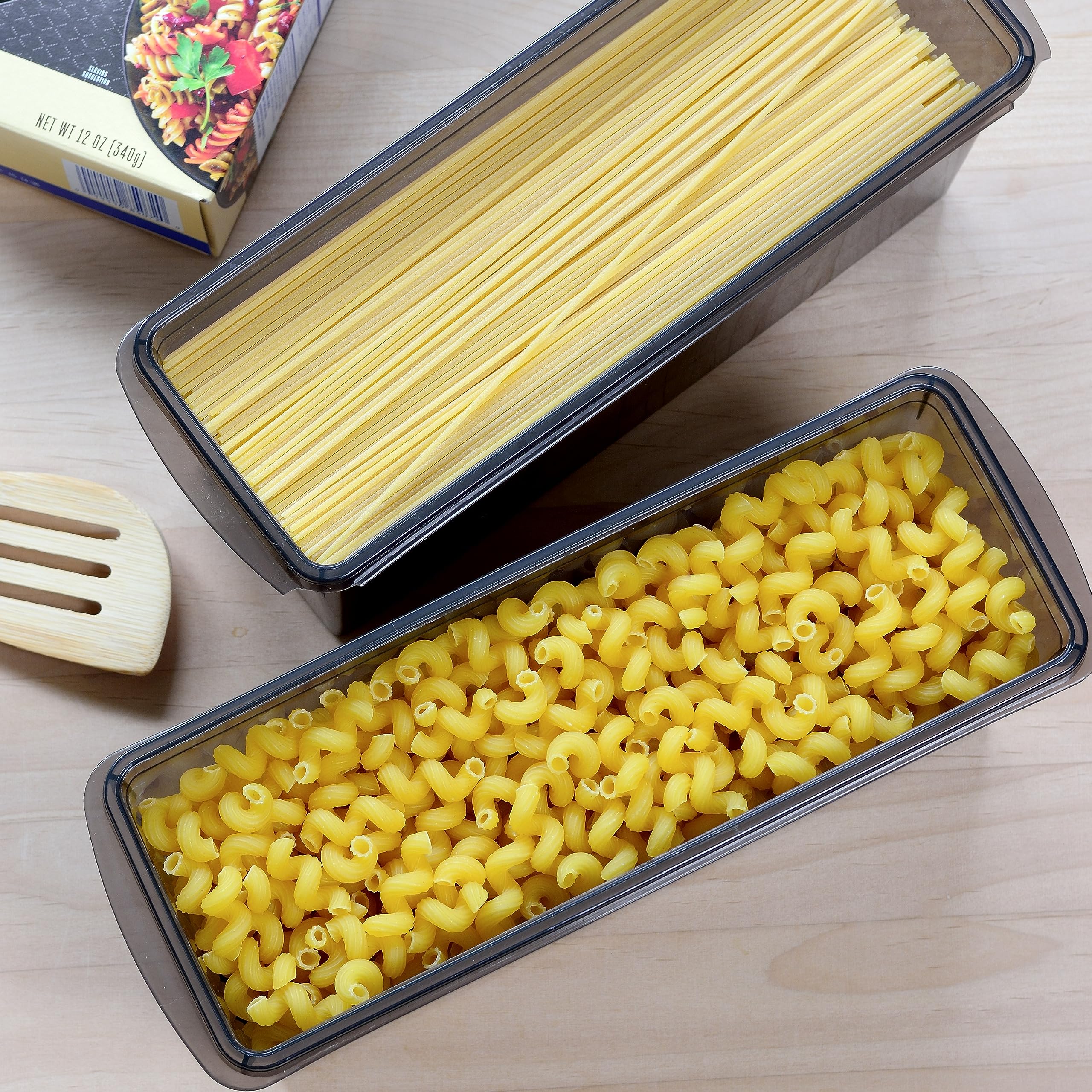 Youngever 2 Pack 100OZ Large Plastic Food Container, Plastic Pasta Containers Organizers, Large Meal Prep Containers and Storage