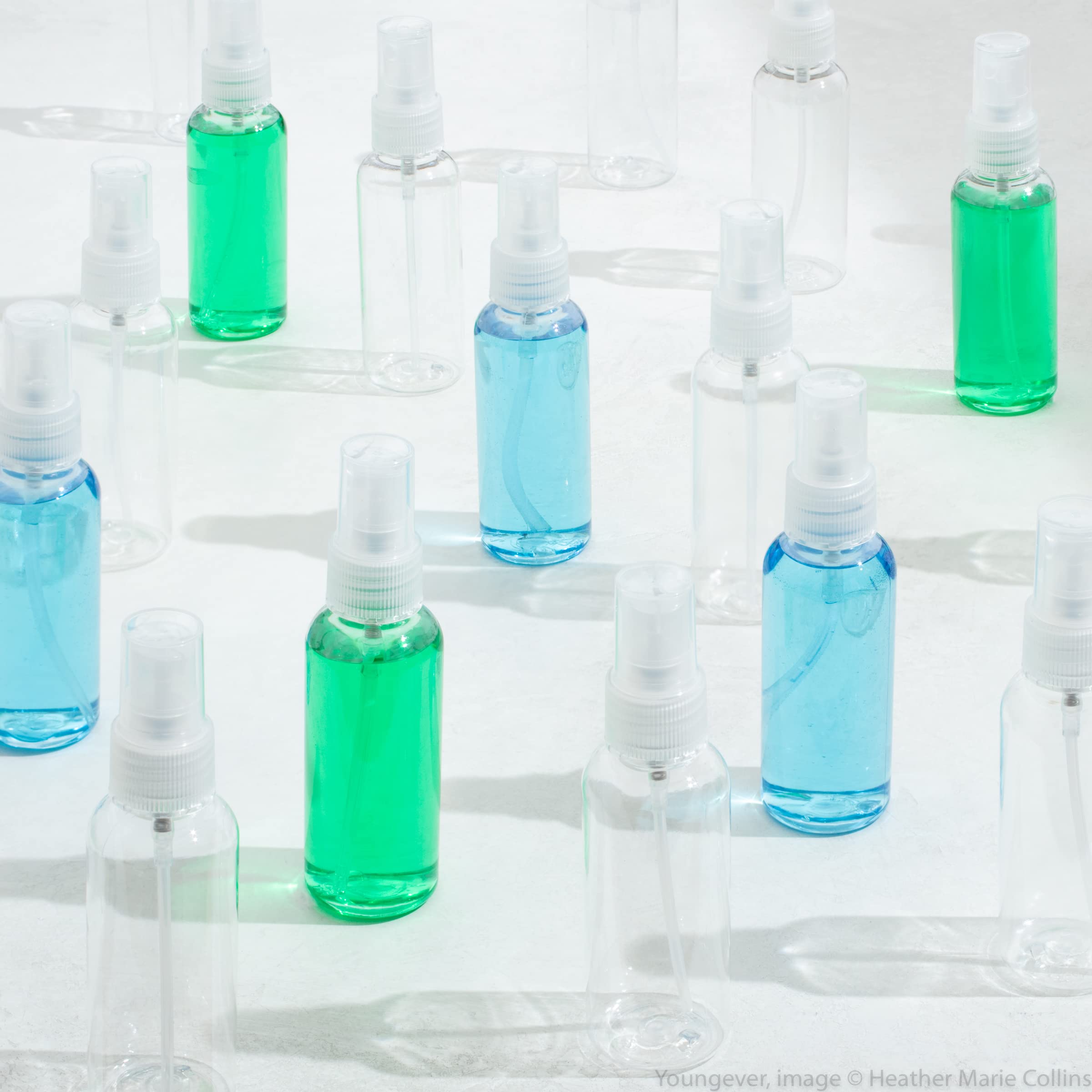 Youngever 10 Pack Plastic Spray Bottles 4 Ounce, Refillable Plastic Spray Bottles with Lids, Clear Empty Fine Mist Plastic Mini Travel Bottles