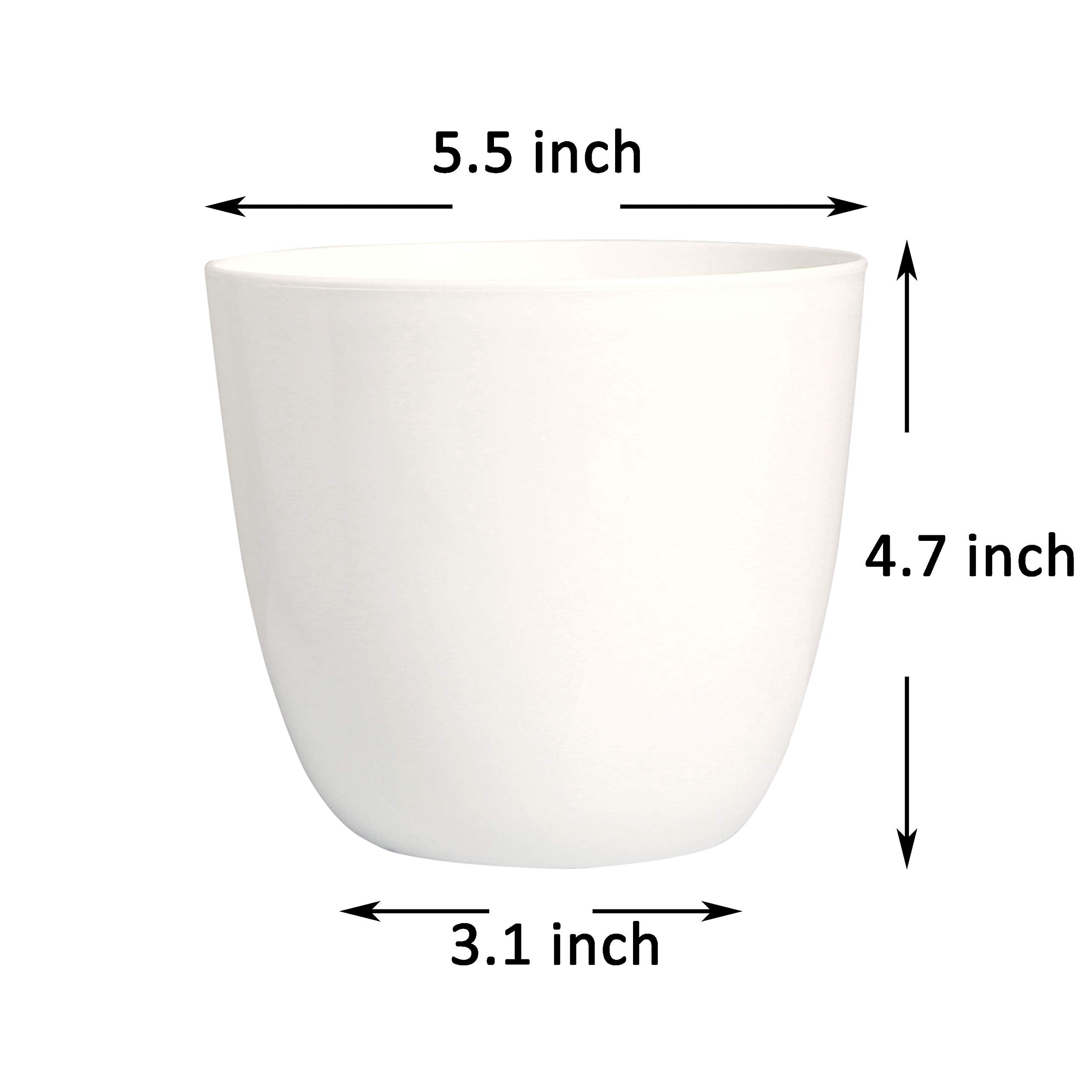 Youngever 8 Pack 5.5 Inch Plastic Planters Indoor Flower Plant Pots, Modern Decorative Gardening Pot with Drainage for All House Plants, Flowers, Herbs, Succulents and Hanging Plants