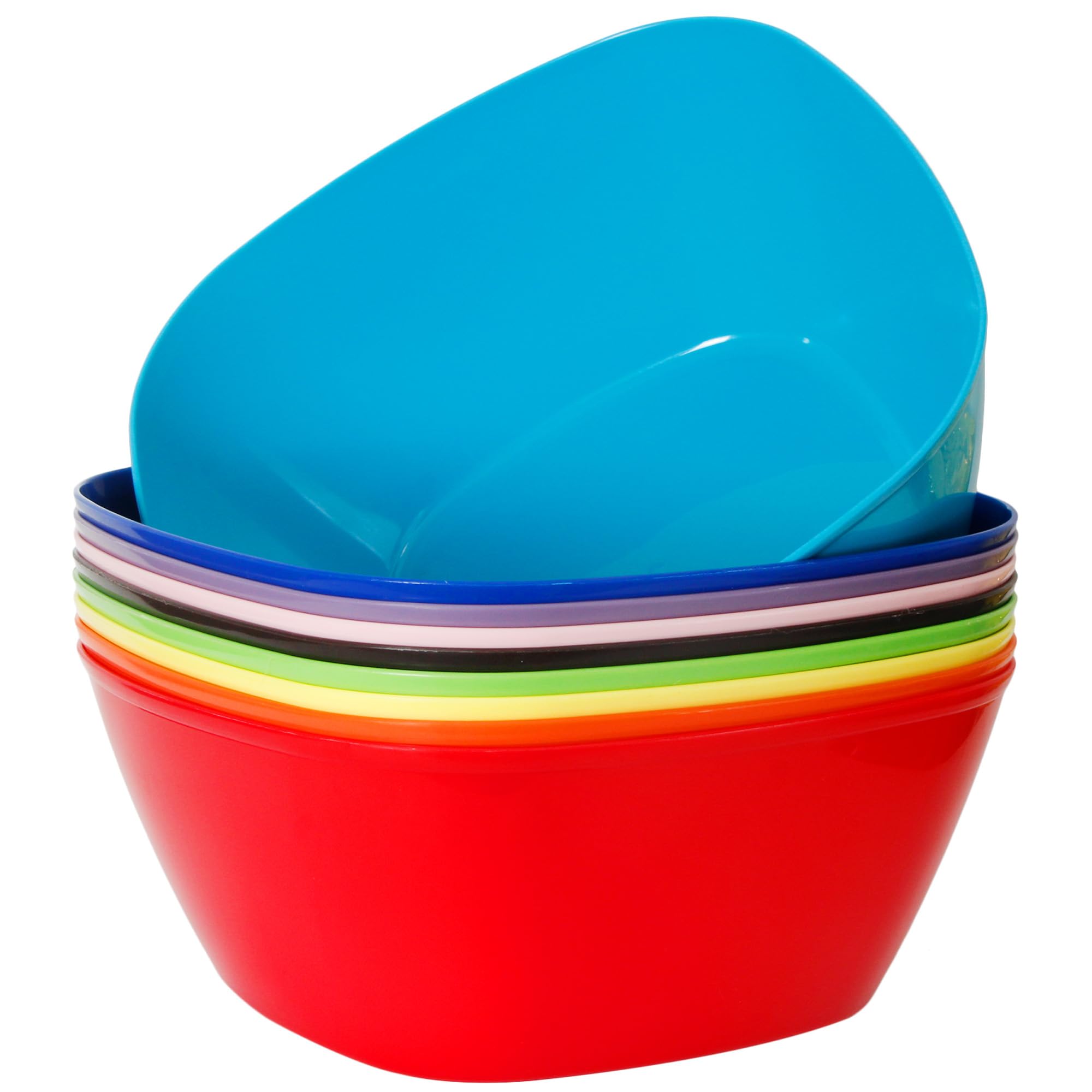 Youngever 9 Pack 120 Ounce Plastic Mixing and Serving Bowls, Square Popcorn Bowls, Salad Bowls, Chip and Dip Serving Bowls (Rainbow Color)