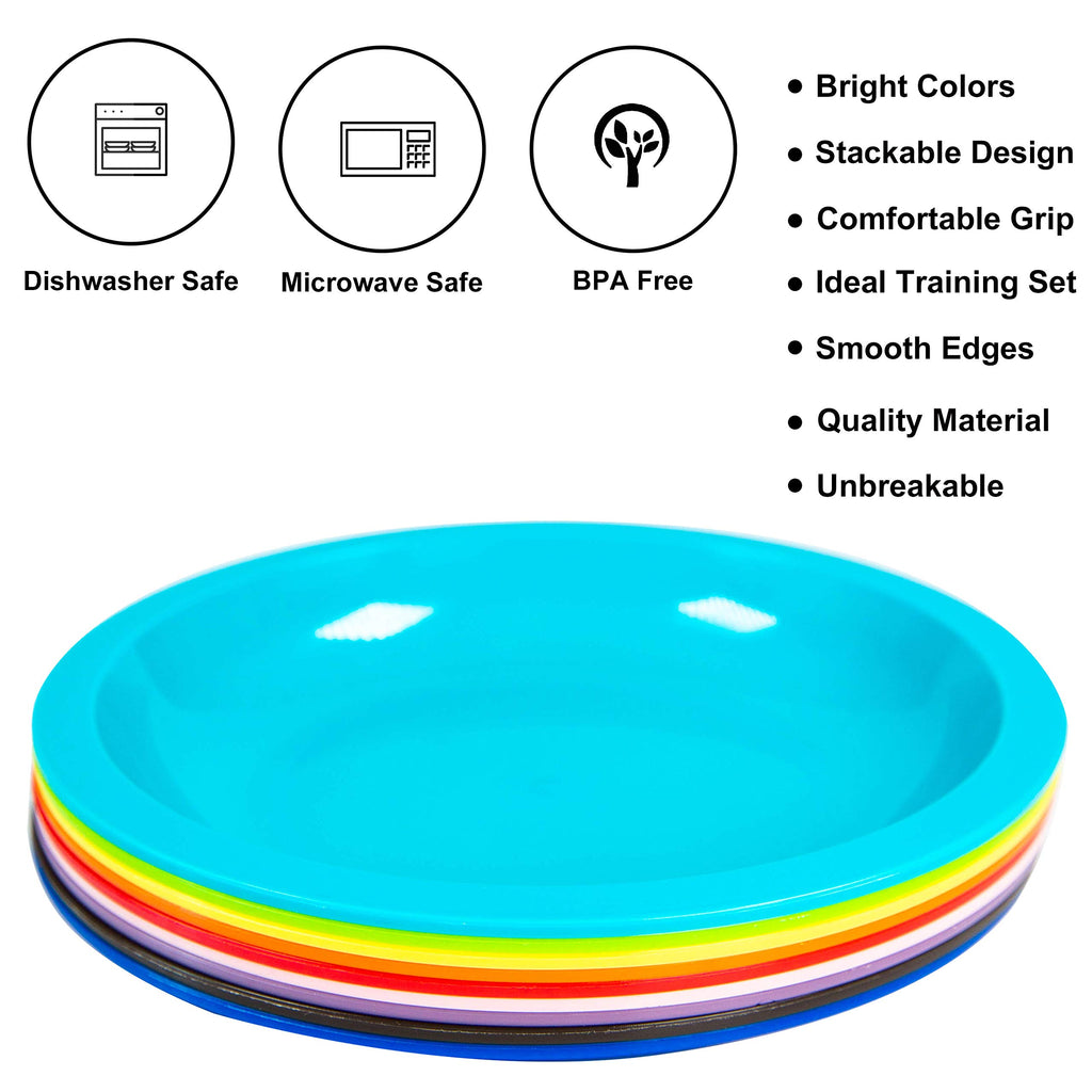 Youngever 9 Pack 20cm Small Plastic Plates, Kids Plates, Re-usable Toddler Plates, Snack Plates, Microwave Safe, Dishwasher Safe, Set of 9