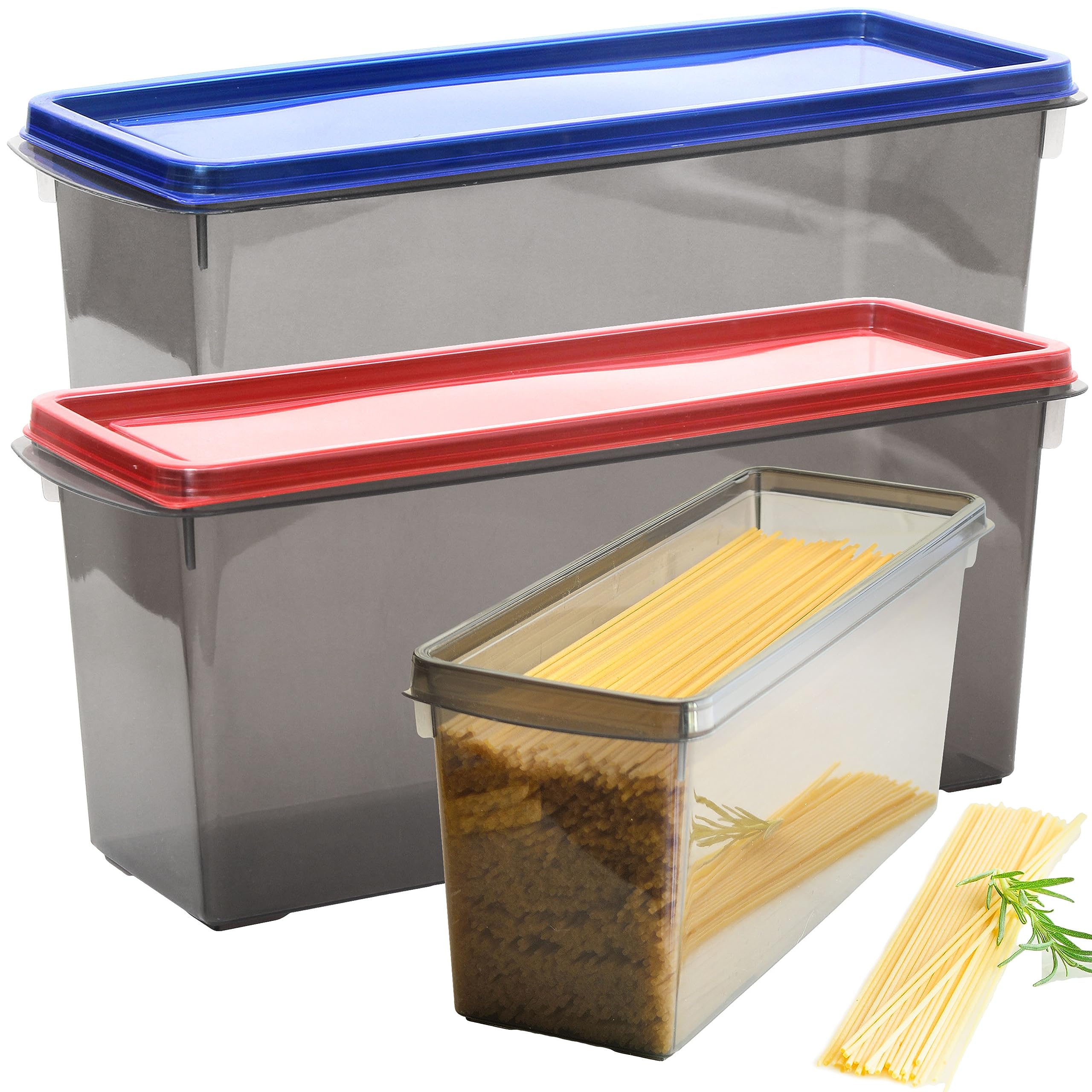 Youngever 2 Pack 100OZ Large Plastic Food Container, Plastic Pasta Containers Organizers, Large Meal Prep Containers and Storage