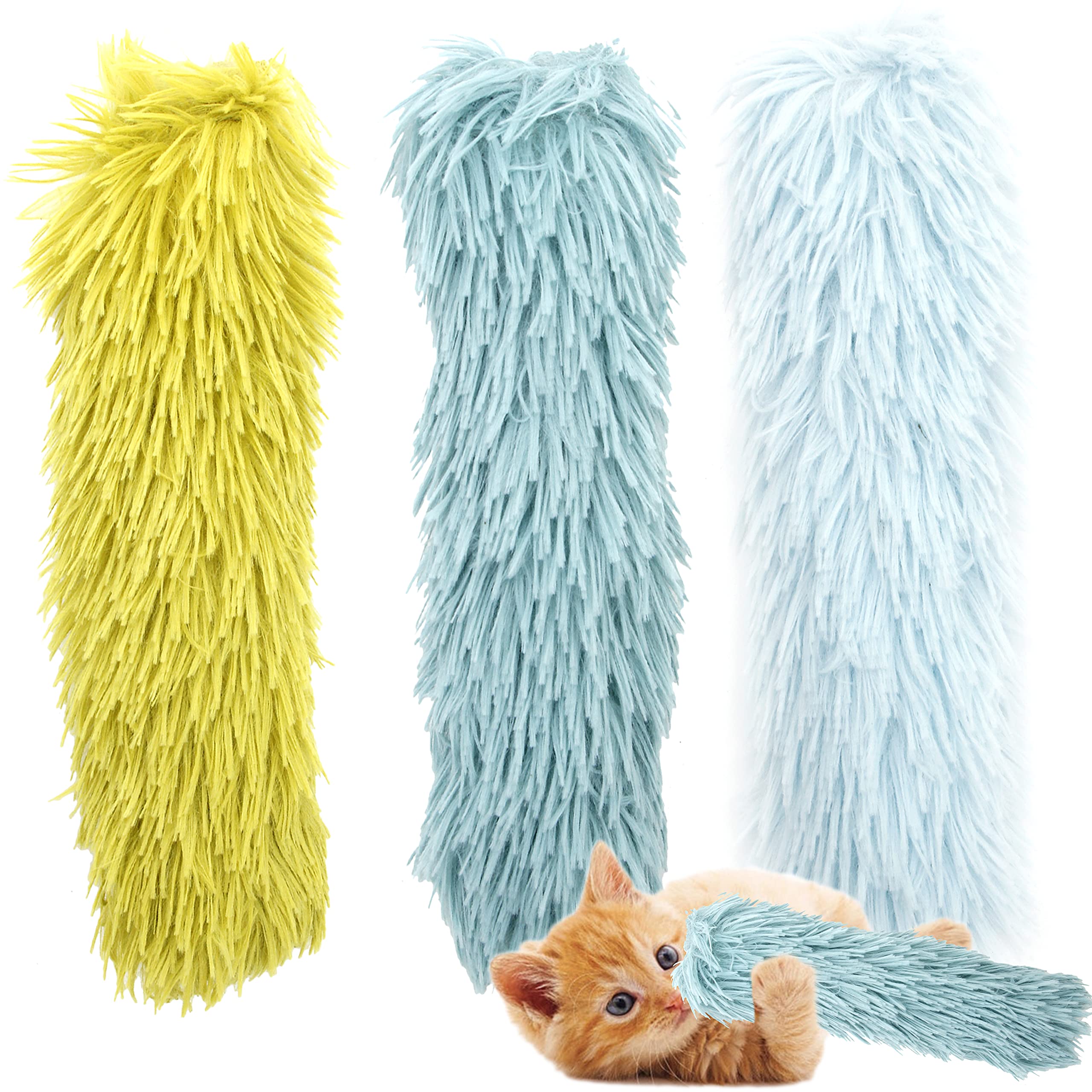 Youngever 3 Pack Cat Kicker Toys, Interactive Kitty Kick Stick for Cats, Puppies, and Kittens (Plush Fabric)