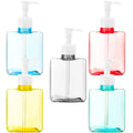 Youngever 5 Pack Color Plastic Square Pump Bottles, Refillable Plastic Pump Bottles for Dispensing