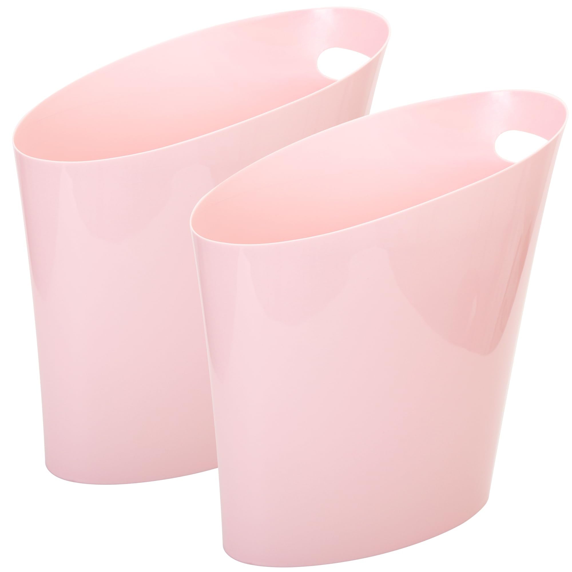 Youngever 2 Gallon Slim Trash Can, Plastic Garbage Container Bin, Small Trash Bin with Handles for Home Office, Living Room, Study Room, Kitchen, Bathroom (2 Pack)