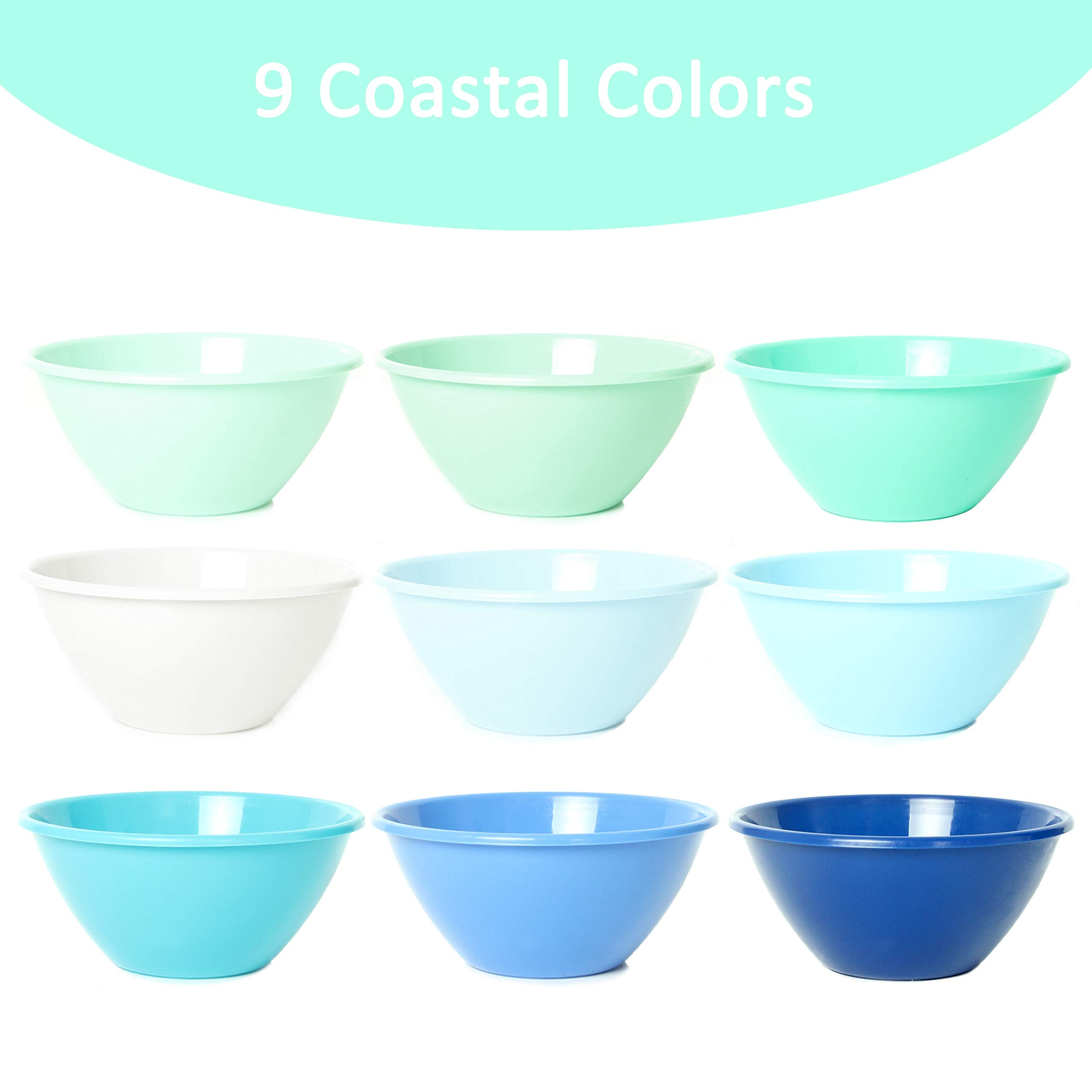 Youngever 32 ounce Plastic Bowls, Large Cereal Bowls, Large Soup Bowls, Set of 9
