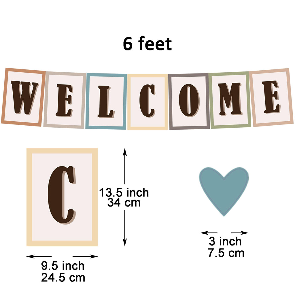 Youngever 67 pcs Confetti Pennants Welcome Bulletin Board with Golden Border (Boho Design)