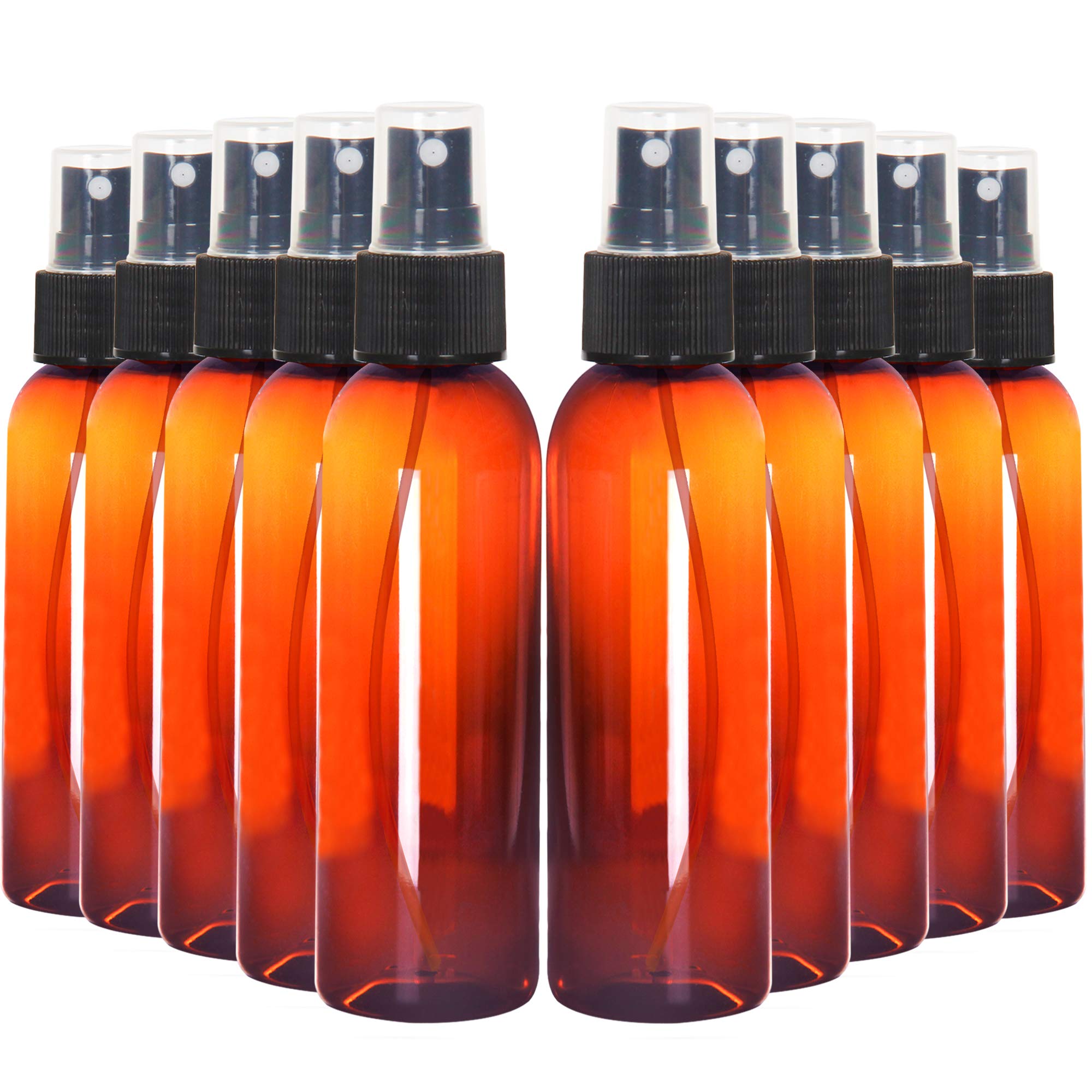 Youngever 10 Pack Refillable Travel Spray Bottles - 4 Ounce Plastic, Fine Mist Mini Bottles With Lids