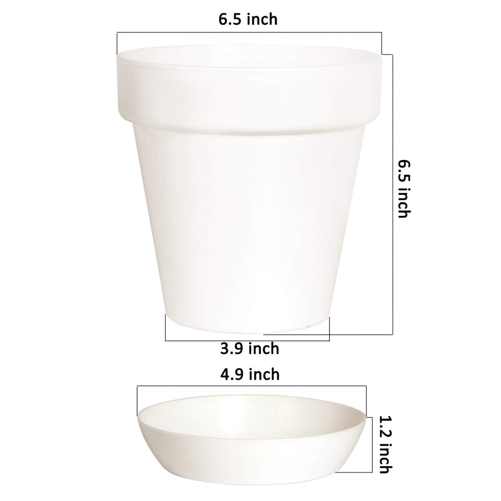 Youngever 7 Pack 6.5 Inch Plastic Planters, Indoor Flower Plant Pots, Classic Decorative Gardening Pot with Drainage