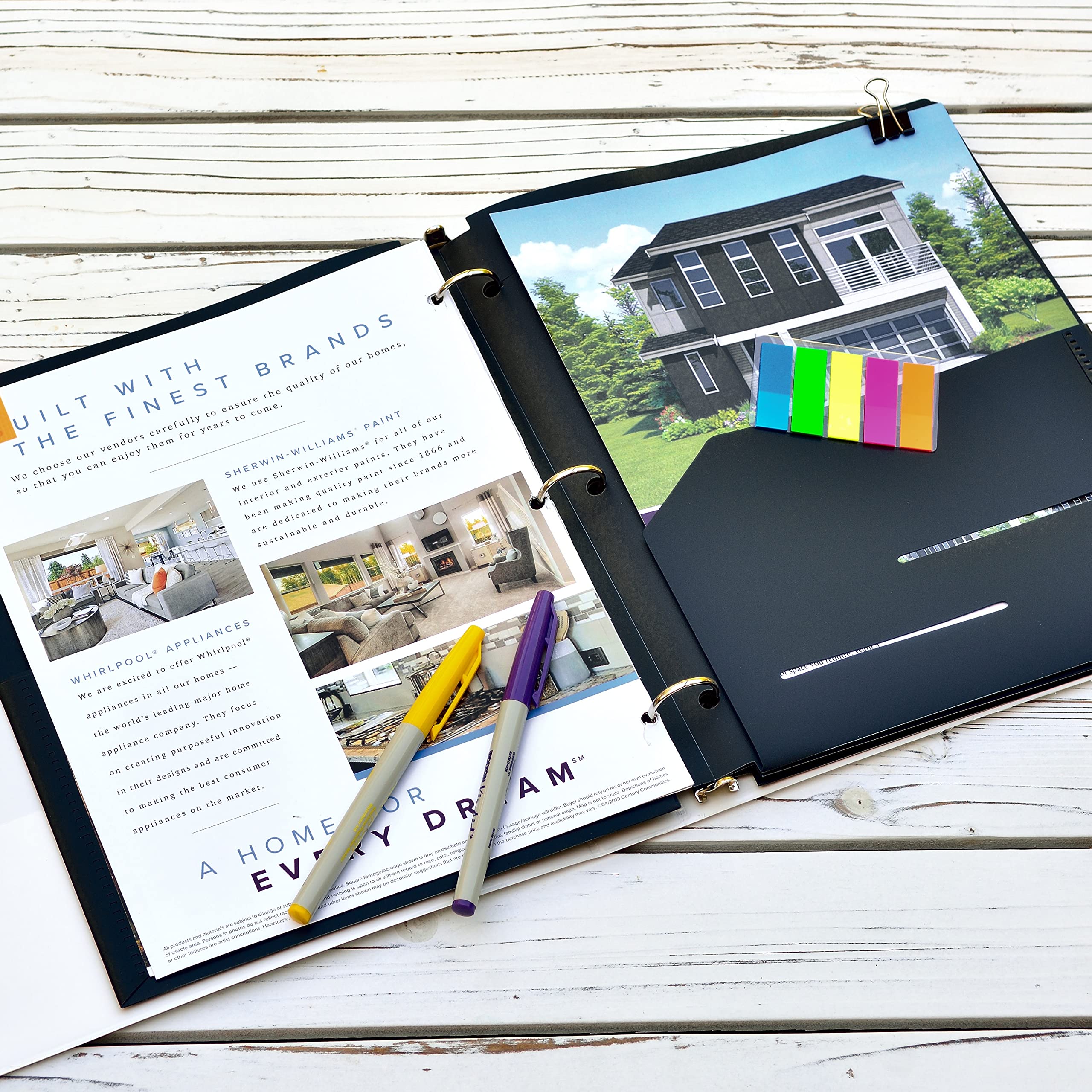 Youngever 6 Pack Heavy Duty Plastic Two Pocket Folders, Binder Dividers with Pocket, 3 Hole Punch Folder with Notches, Binder Folders