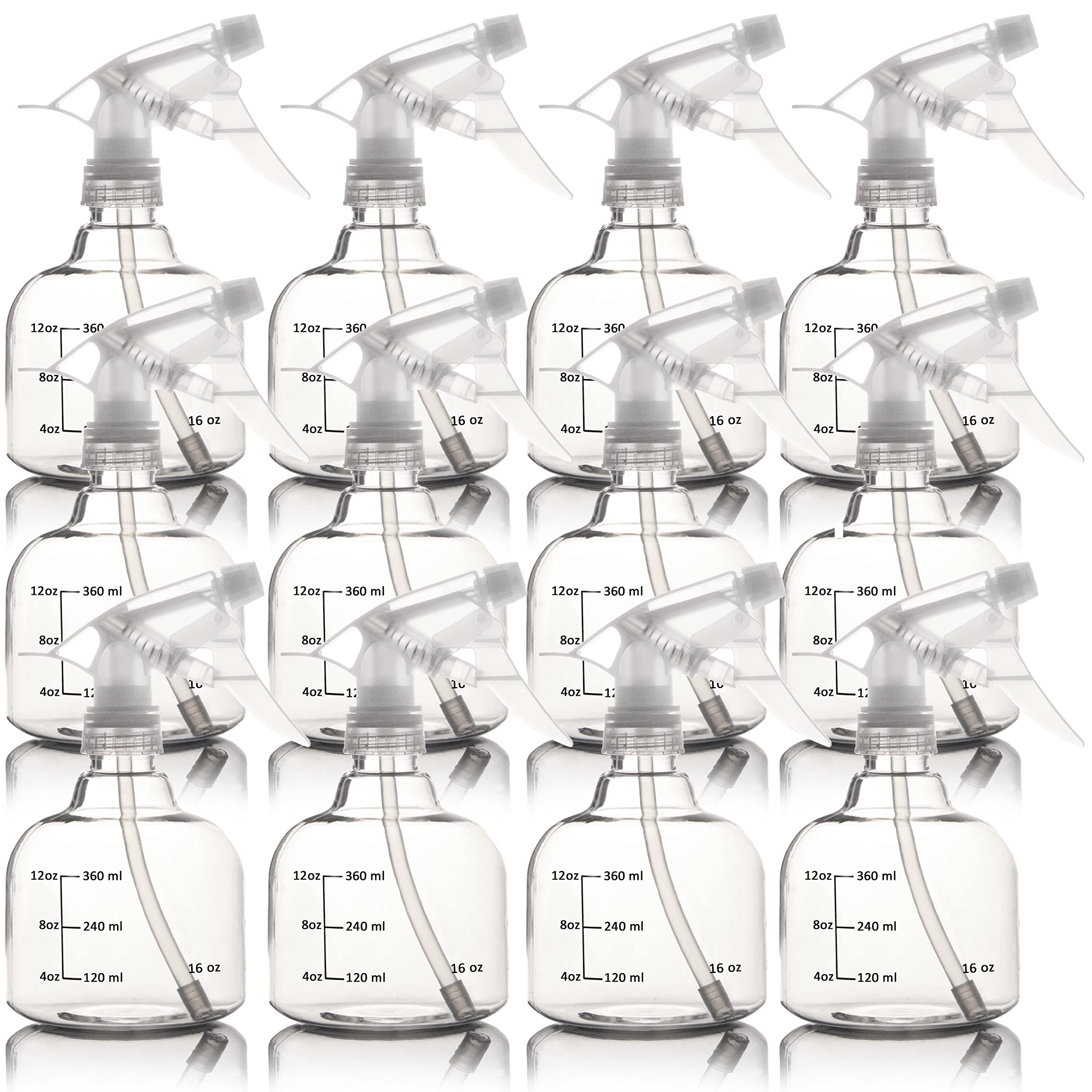 Youngever 12 Pack 16 Ounce Empty Plastic Spray Bottles, Spray Bottles for Hair and Cleaning Solutions