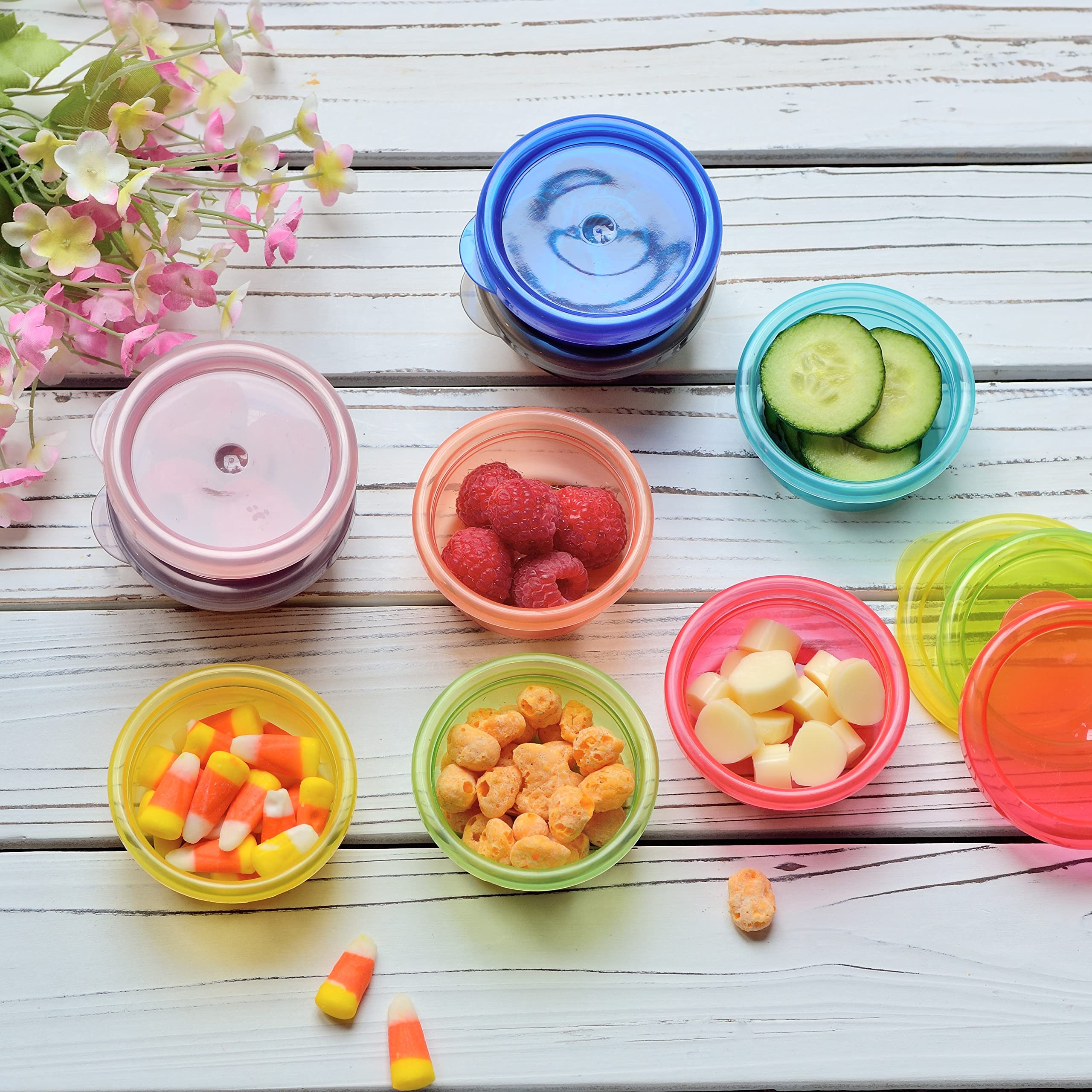 Youngever 9 Pack Snack and Meal Prep Containers, Small Food Storage With Lids, Condiment Cups, Sauce and Dressing Containers