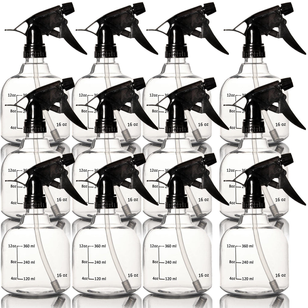 Youngever 12 Pack 16 Ounce Empty Plastic Spray Bottles, Spray Bottles for Hair and Cleaning Solutions