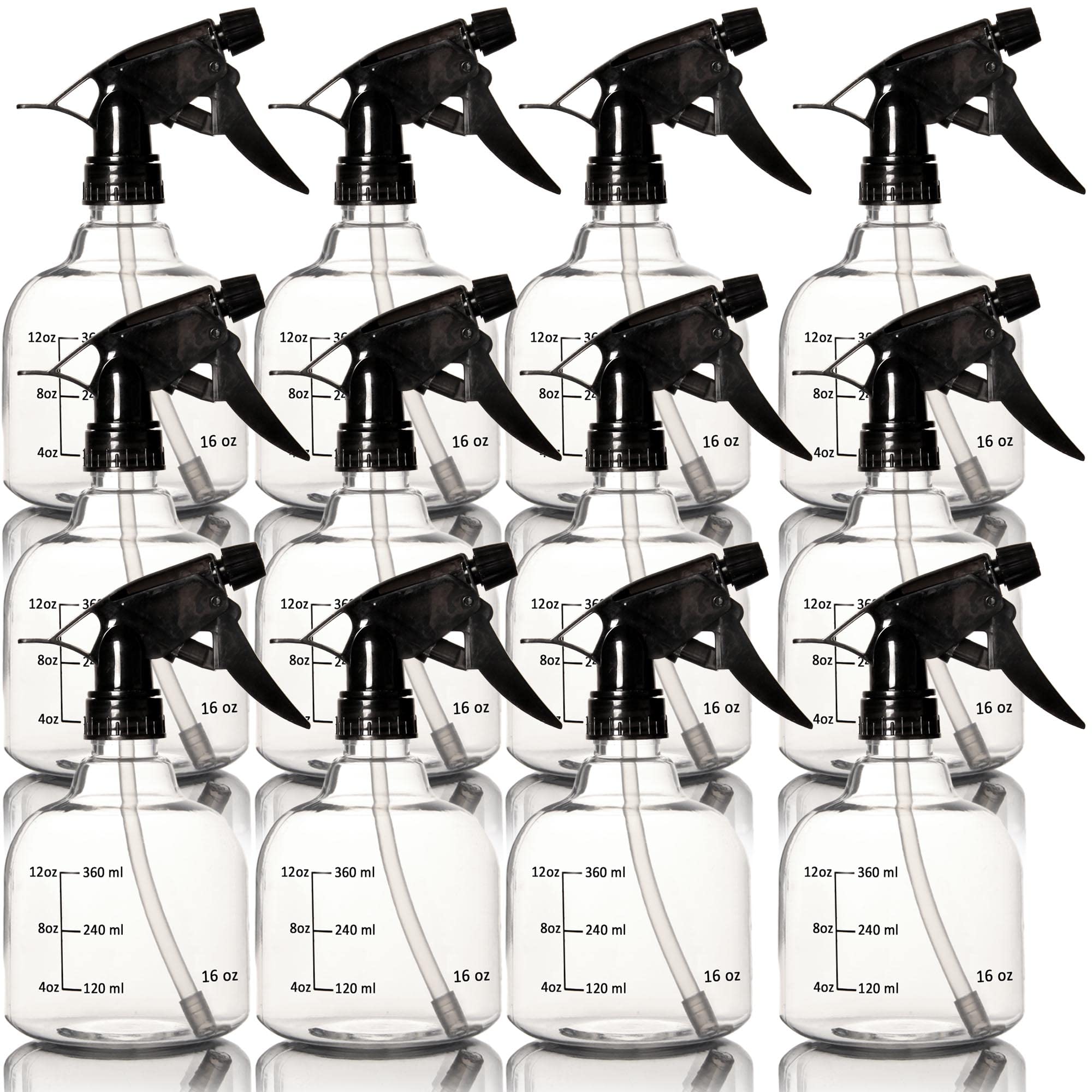 Youngever 12 Pack 16 Ounce Empty Plastic Spray Bottles, Spray Bottles for Hair and Cleaning Solutions