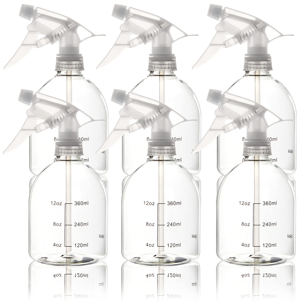 Youngever 6 Pack Empty Plastic Spray Bottles, Spray Bottles for Hair and Cleaning Solutions, 6 Pack 16 Ounce Bottles