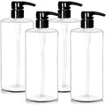 Youngever 4 Pack Pump Bottles for Shampoo 24 Ounce, Empty Shampoo Pump Bottles, Plastic Cylinder with Lockdown-Leak Proof-Pumps (Black Pump)