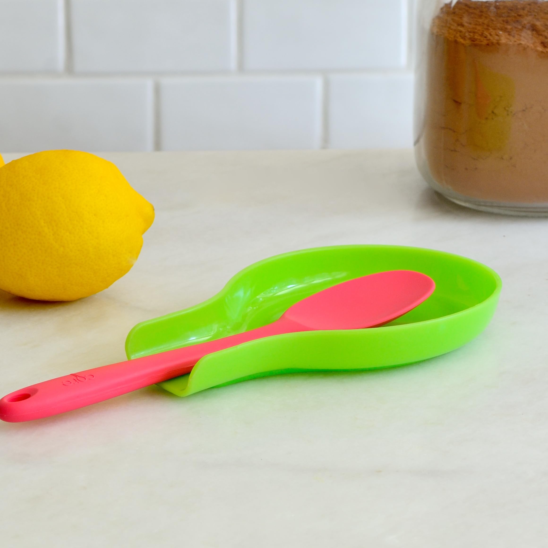 Youngever 5 Pack Plastic Spoon Rests, Kitchen Utensil Holders, Plastic Spoon Holders
