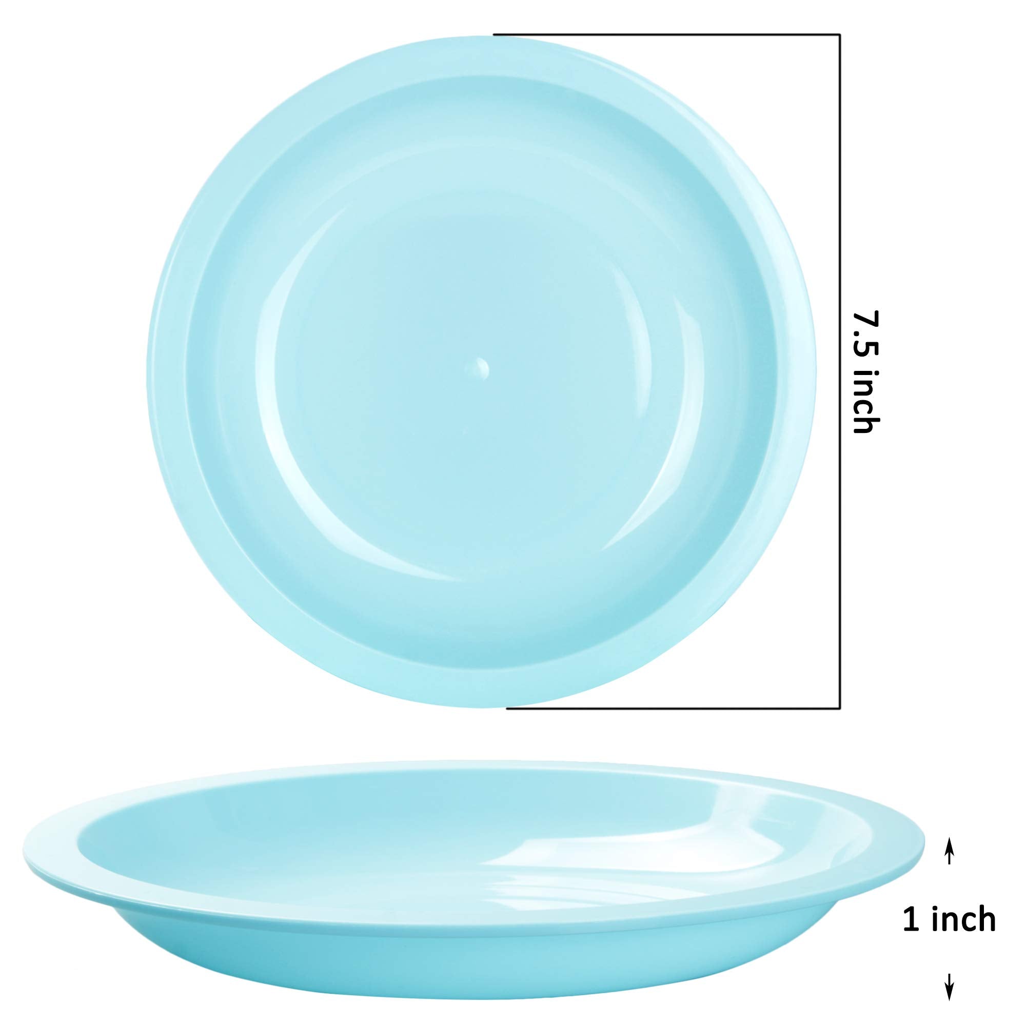 Youngever 9 Pack 20cm Small Plastic Plates, Kids Plates, Re-usable Toddler Plates, Snack Plates, Microwave Safe, Dishwasher Safe, Set of 9