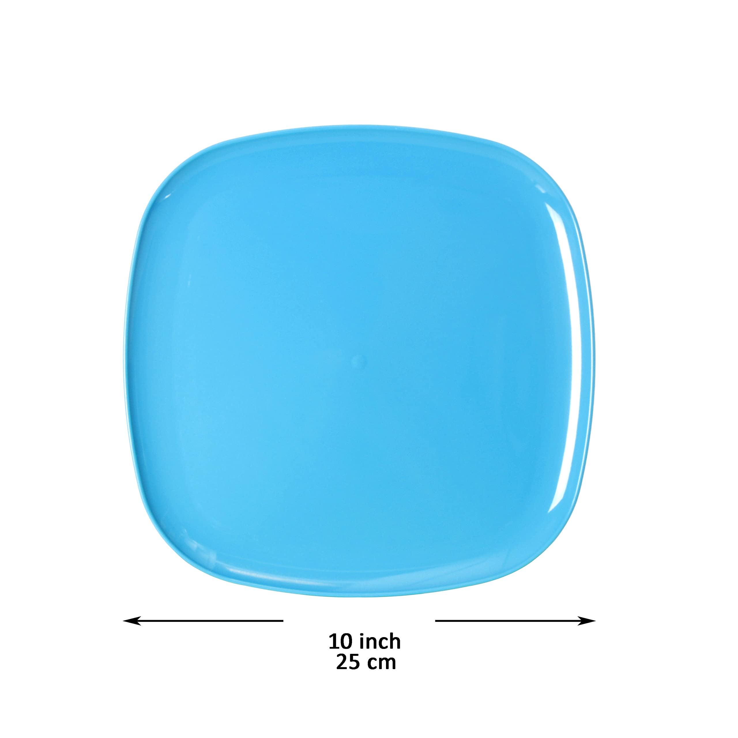 Youngever 9 Pack 10 Inch Plastic Plates, Large Square Plates, Dinner Plates, Set of 9 (9 Rainbow Colors)