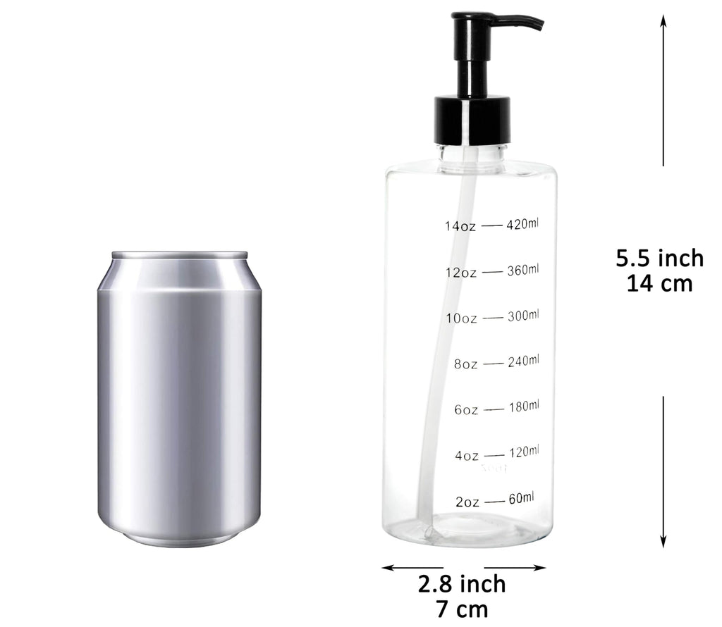 Youngever 5 Pack Plastic Pump Bottles 16 Ounce, Clear Refillable Plastic Pump Bottles with Measurement and Travel Lock
