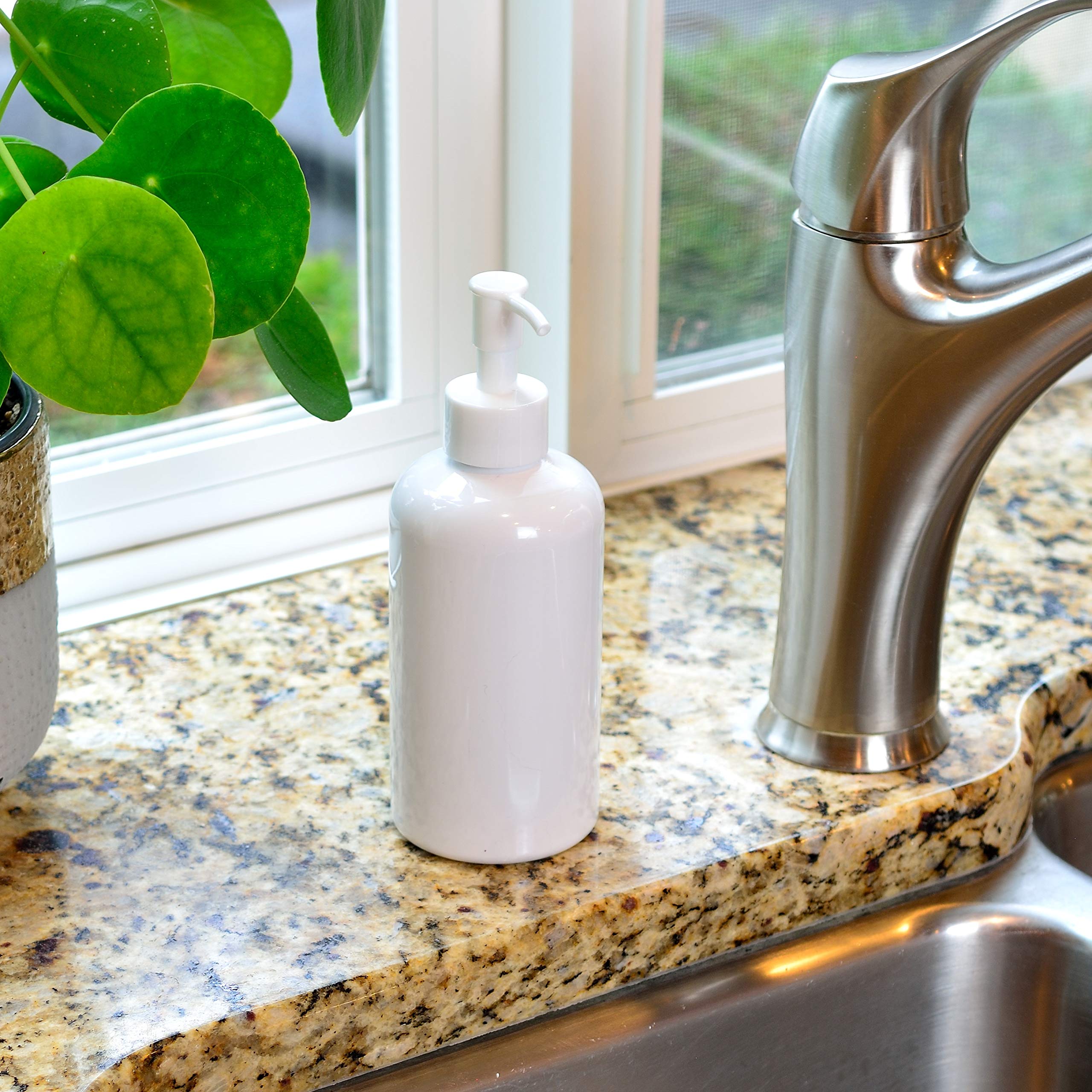 Youngever 6 Pack Plastic Pump Bottles 12 Ounce, Refillable Plastic Pump Bottles with Travel Lock