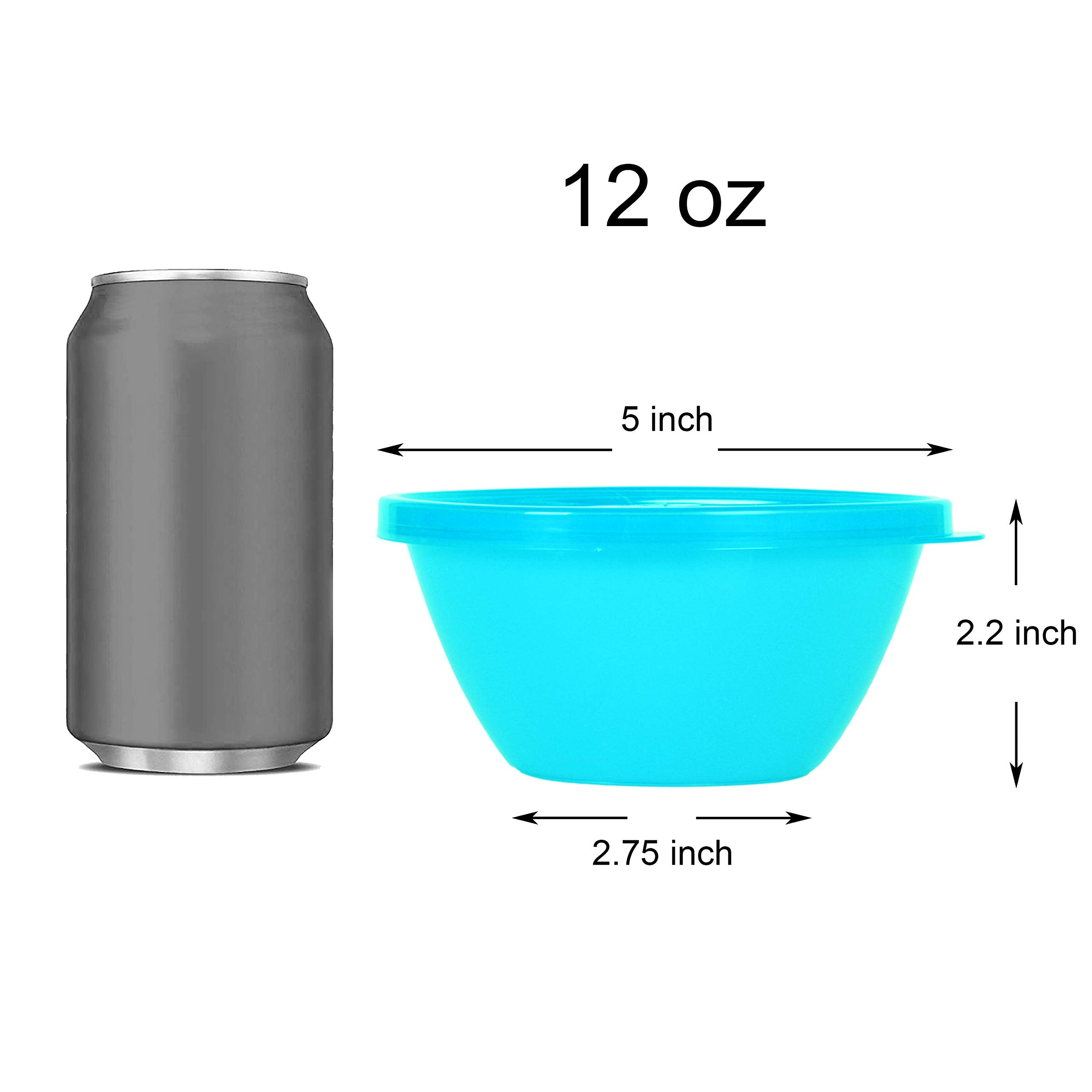 Youngever 12 Ounce Plastic Bowls with Lids, Snack Bowls, Small Bowls, Food Storage Containers, Set of 9 in 9 Assorted Colors