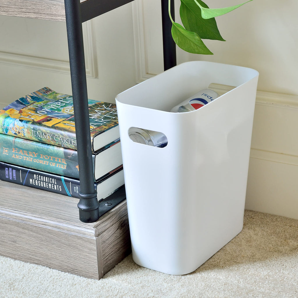 Youngever 1 Pack 3 Gallon Slim Trash Can, Plastic Garbage Container Bin, Trash Bin with Handles for Home Office, Living Room, Study Room, Kitchen, Bathroom