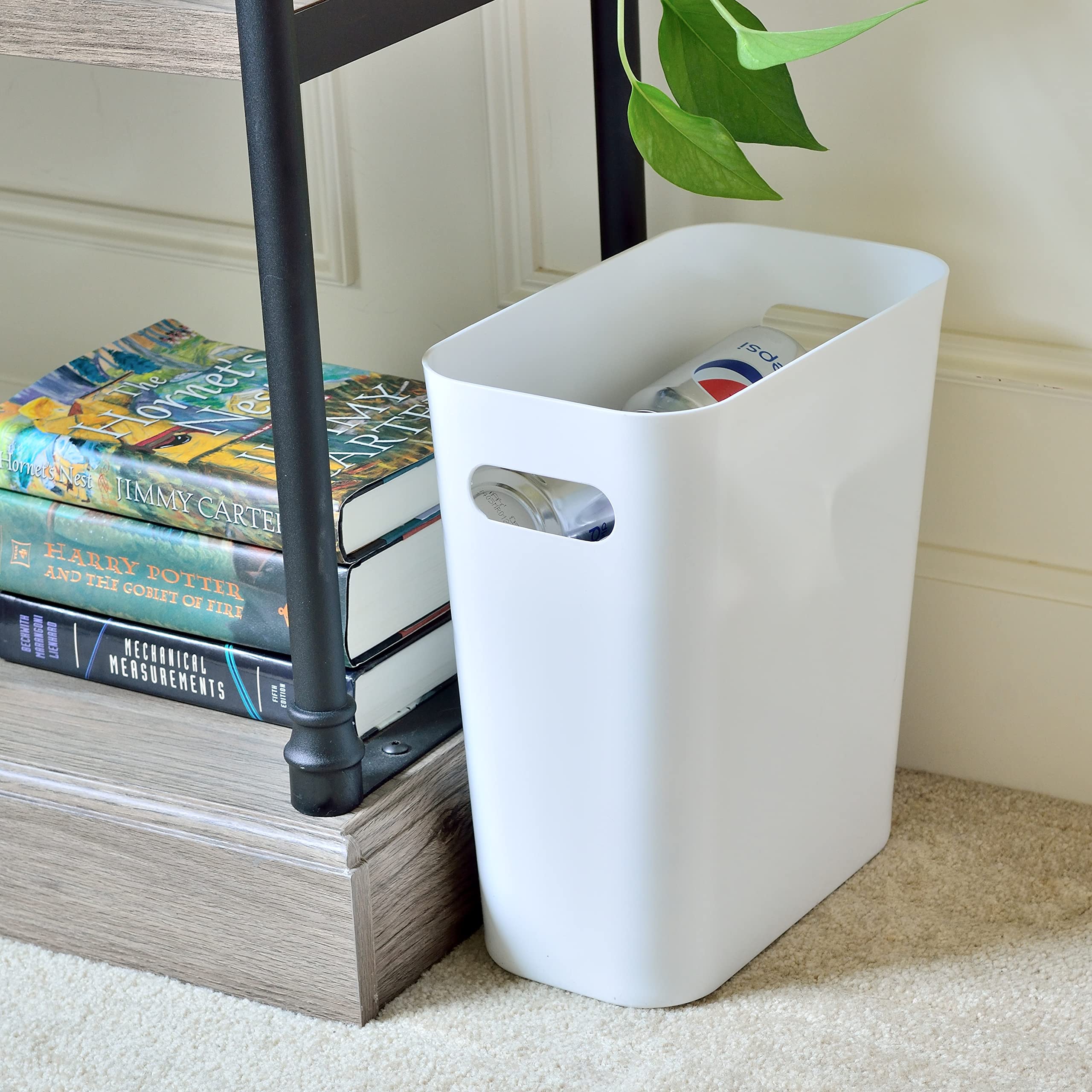 Youngever 1 Pack 3 Gallon Slim Trash Can, Plastic Garbage Container Bin, Trash Bin with Handles for Home Office, Living Room, Study Room, Kitchen, Bathroom