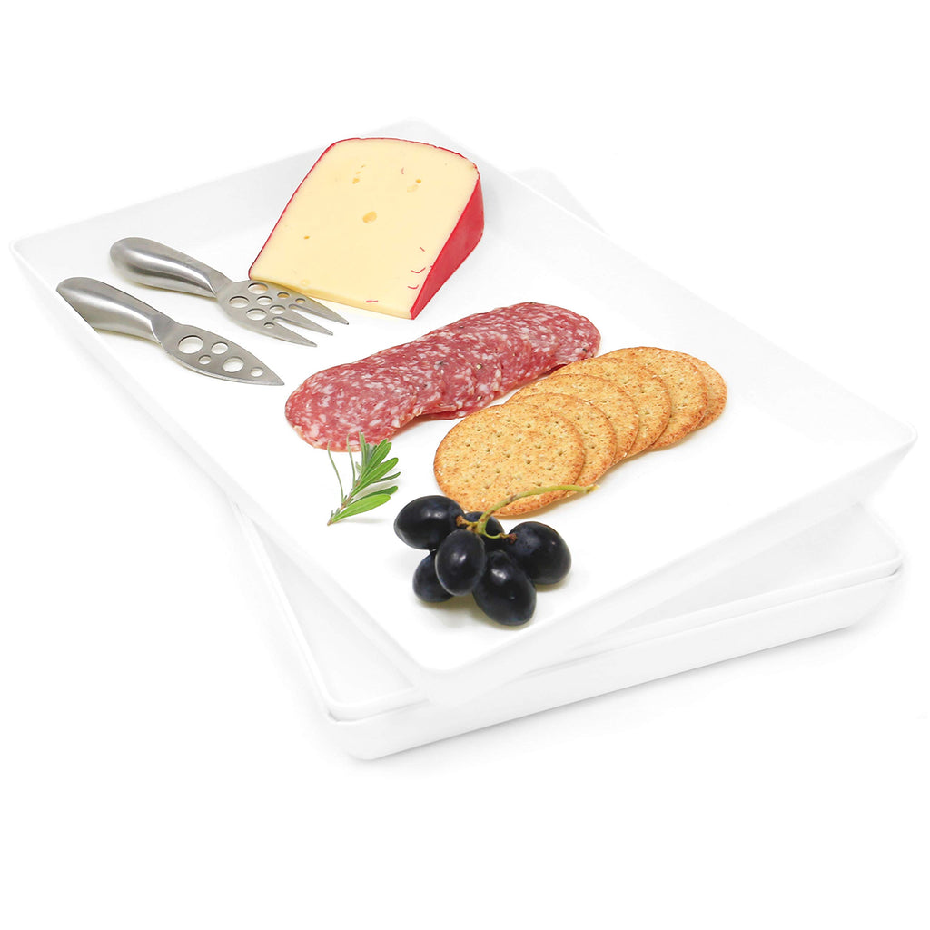 Youngever 3 Pack Plastic Serving Trays, Serving Platter for Parties, Sturdy ABS Material, 15 inch x 10 inch