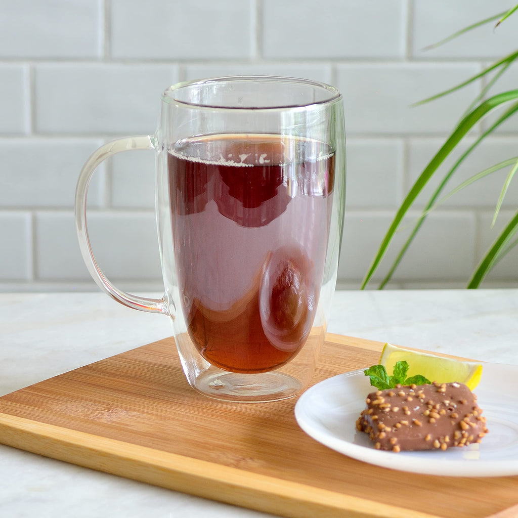 Youngever 2 Pack Glass Coffee Cups, Double Wall Thermo Insulated Coffee Cups, Glass Coffee Mugs