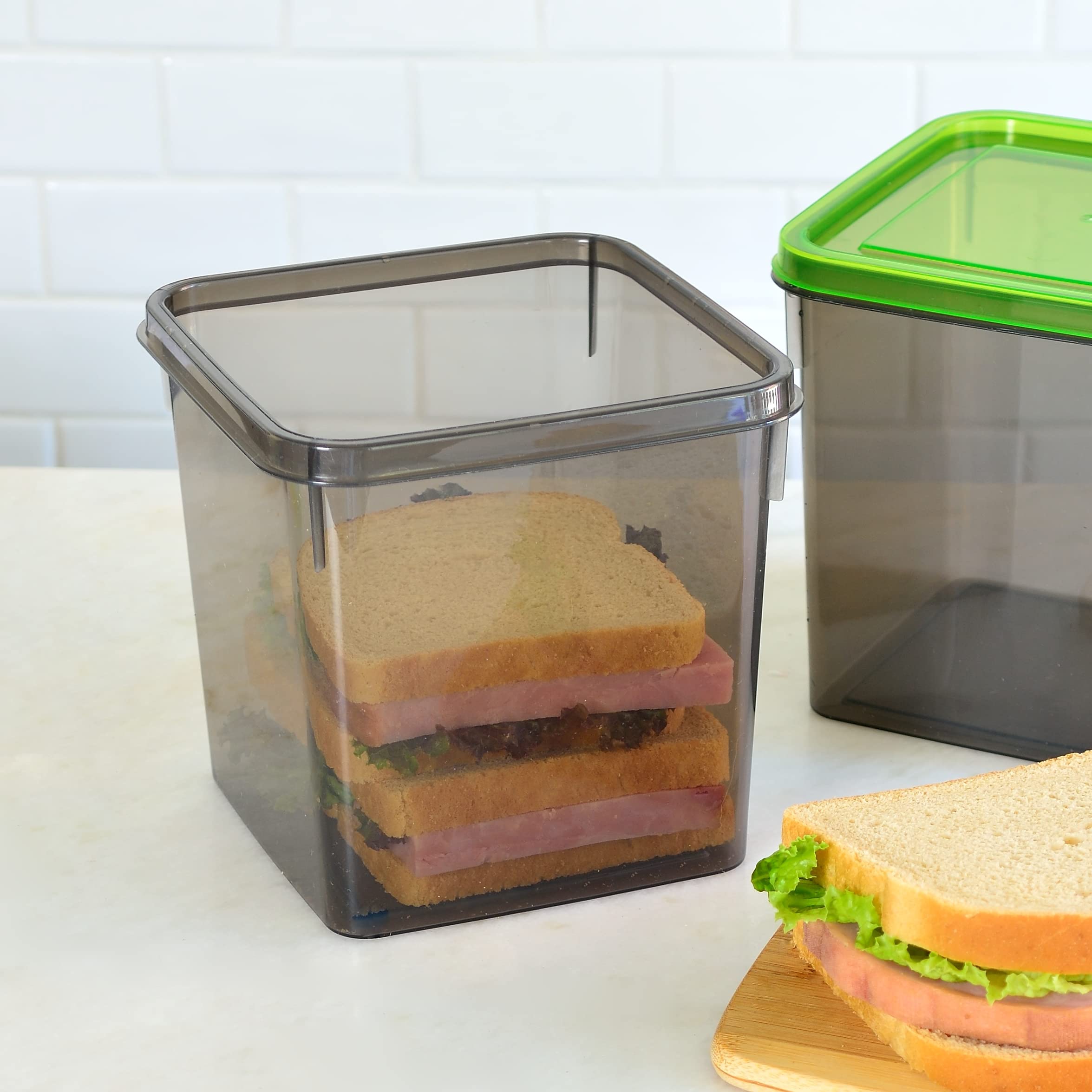 Youngever 3 Pack Sandwich Containers for Lunch Box, Reusable Food Storage Containers, Meal Prep Containers