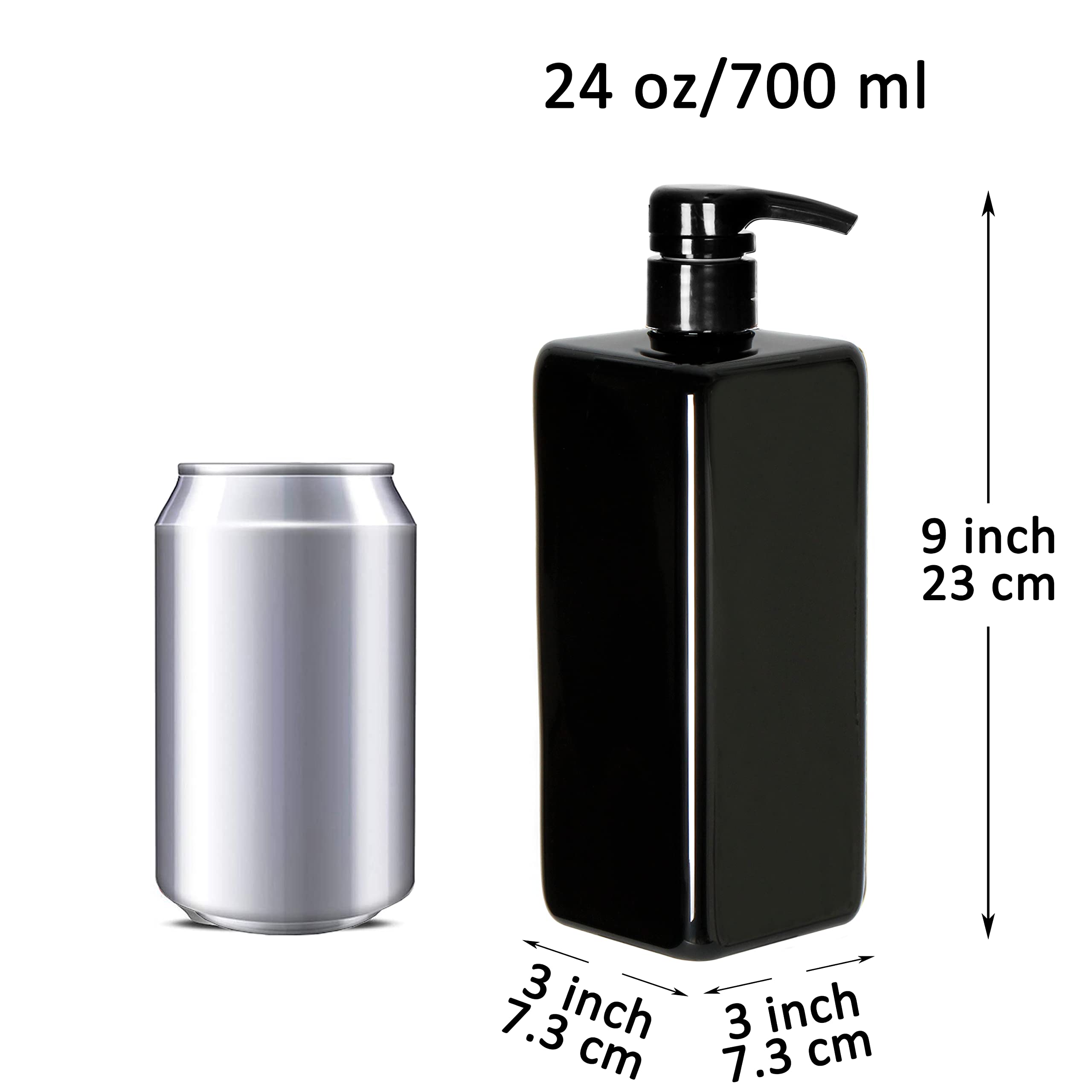 Youngever 3 Pack Pump Bottles for Shampoo 24 Ounce, Empty Shampoo Pump Bottles, Plastic Square with Lockdown-Leak Proof-Pumps