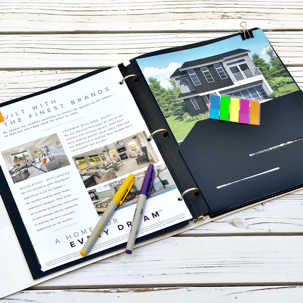 Youngever 6 Pack Heavy Duty Plastic Two Pocket Folders, Binder Dividers with Pocket, 3 Hole Punch Folder with Notches, Binder Folders