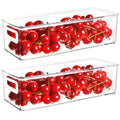 Youngever 4 Pack Stackable Plastic Storage Organizer Container Bins, Stackable Storage Bins with Handler for Refrigerator, Pantry