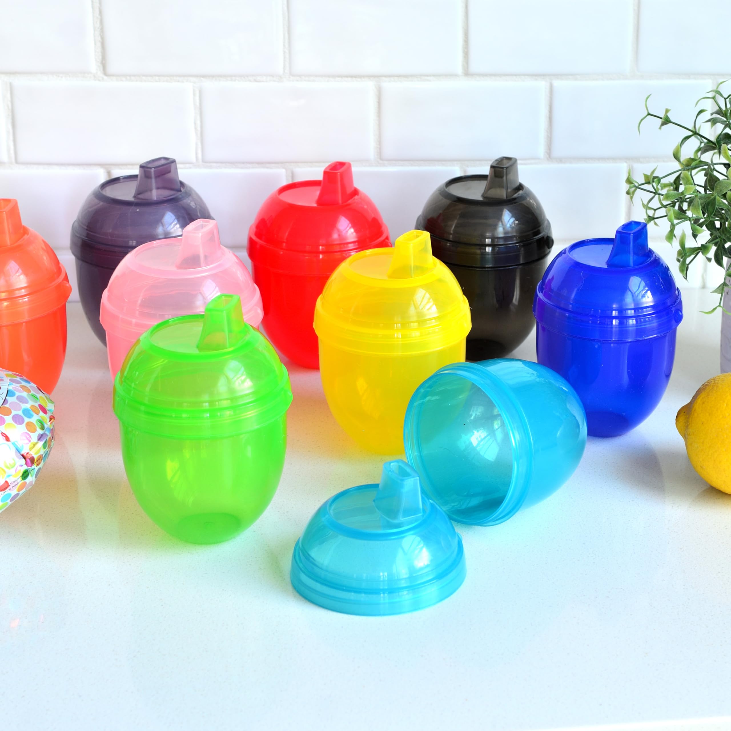 Youngever 9 Pack 7 Ounce Kids Sippy Cups, 9 Assorted Color Sippy Cups for Infant, Toddler (No Lid)