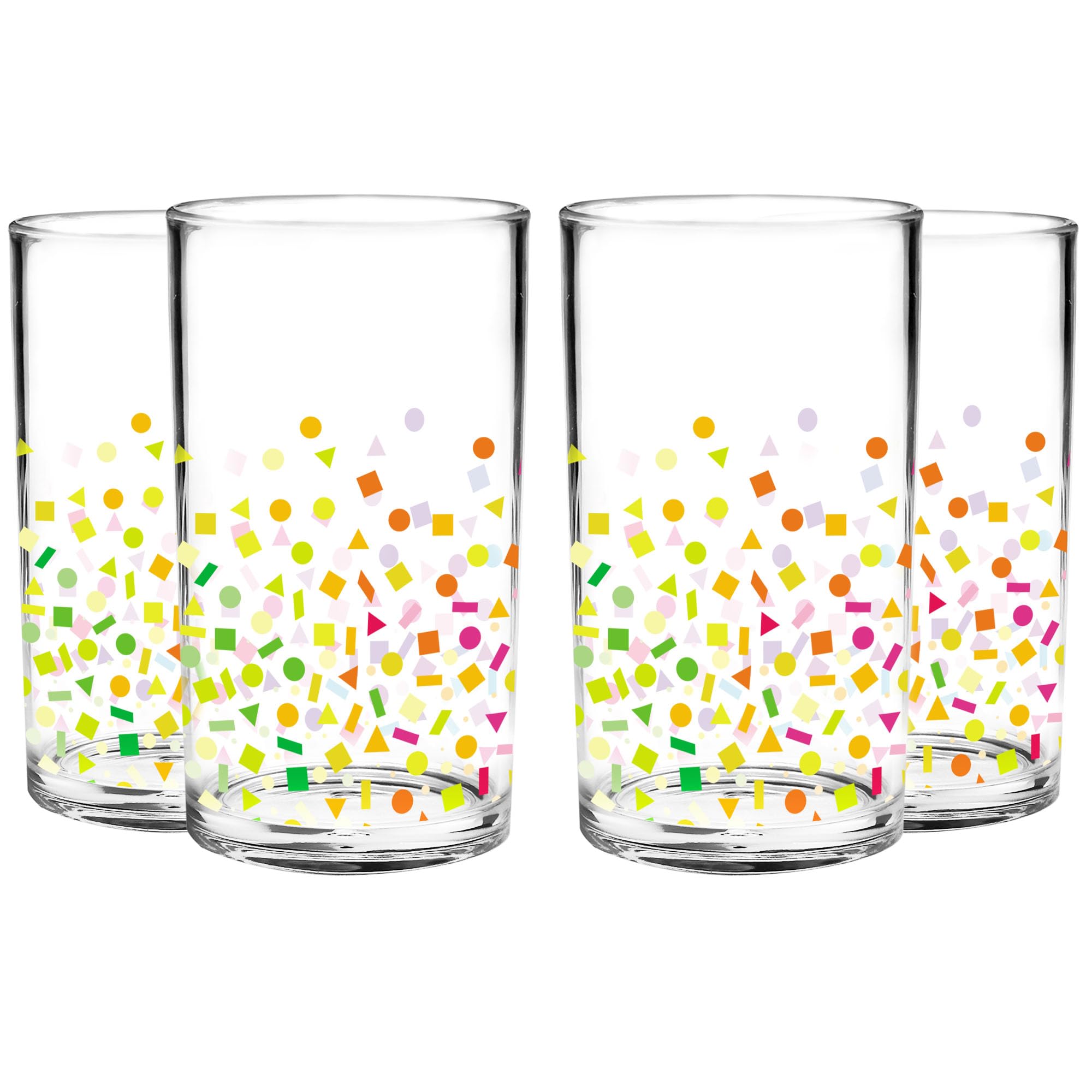 Youngever 4 Pack 9 Ounce Plastic Tumblers, Plastic Glasses, Cafe Break-Resistant Drinking Glasses, Shatterproof Beverage Tumblers, Reusable | NO BPA | Top-rack Dishwasher Safe (3D Confetti)