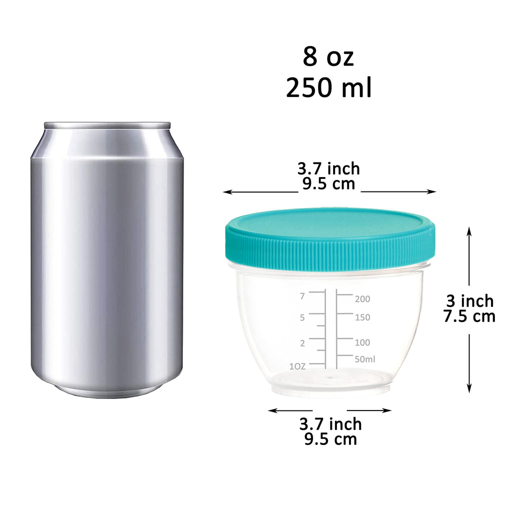 Youngever 18 Pack 1 Cup Small Food Containers with Lids, 8 Ounce Food Storage Containers, Condiment, and Sauce Containers with Lids Labels