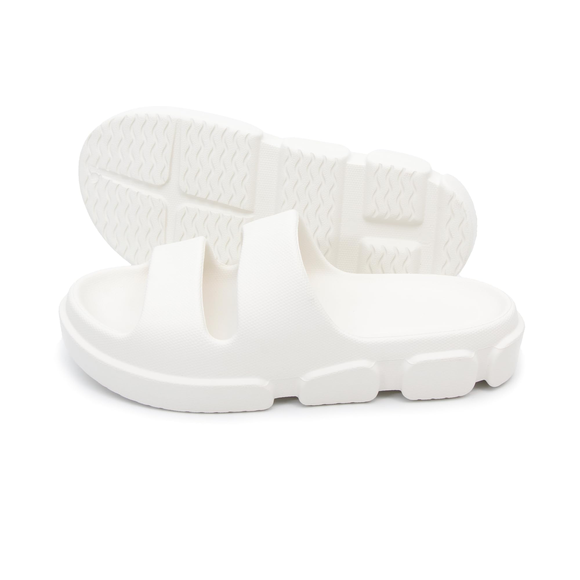 SPRUCE INT SHEYOUNG Slide Sandals for Women Indoor Outdoor, House Slippers for Woman, Non Slip Rubber Shower Slides, Two Strap Arch Support Sandals