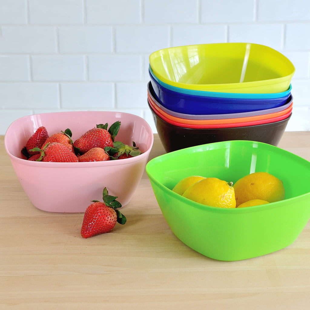 Youngever 9 Pack 32 Ounce Plastic Bowls, Large Cereal Bowls, Large Soup Bowls (Rainbow Color)