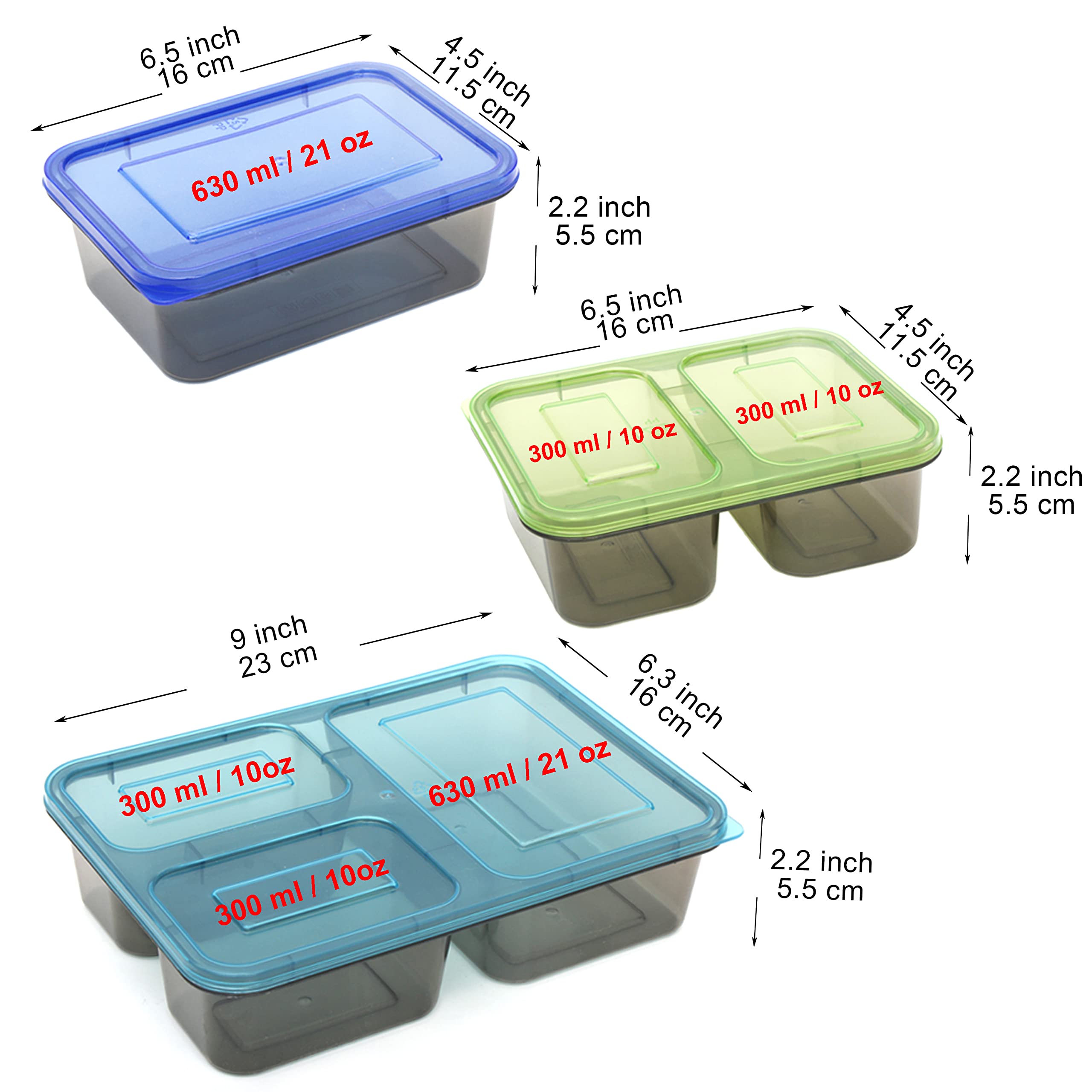 Youngever 9 Sets Bento Lunch Box, Meal Prep Containers, Reusable Plastic Food Storage Container Boxes