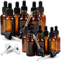 Youngever 16 Amber Glass Dropper Bottles for Essential Oil, 8 Pack (1 Ounce) Amber Bottles With Glass Eye Dropper, 8 Pack (2 Ounce) Amber Bottles With Glass Eye Dropper, 2 Stainless Steel Mini Funnels