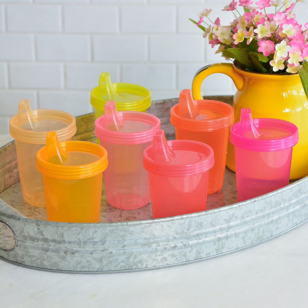 Youngever 7 Pack Kids Sippy Cups for Infant and Toddler - Pink Color