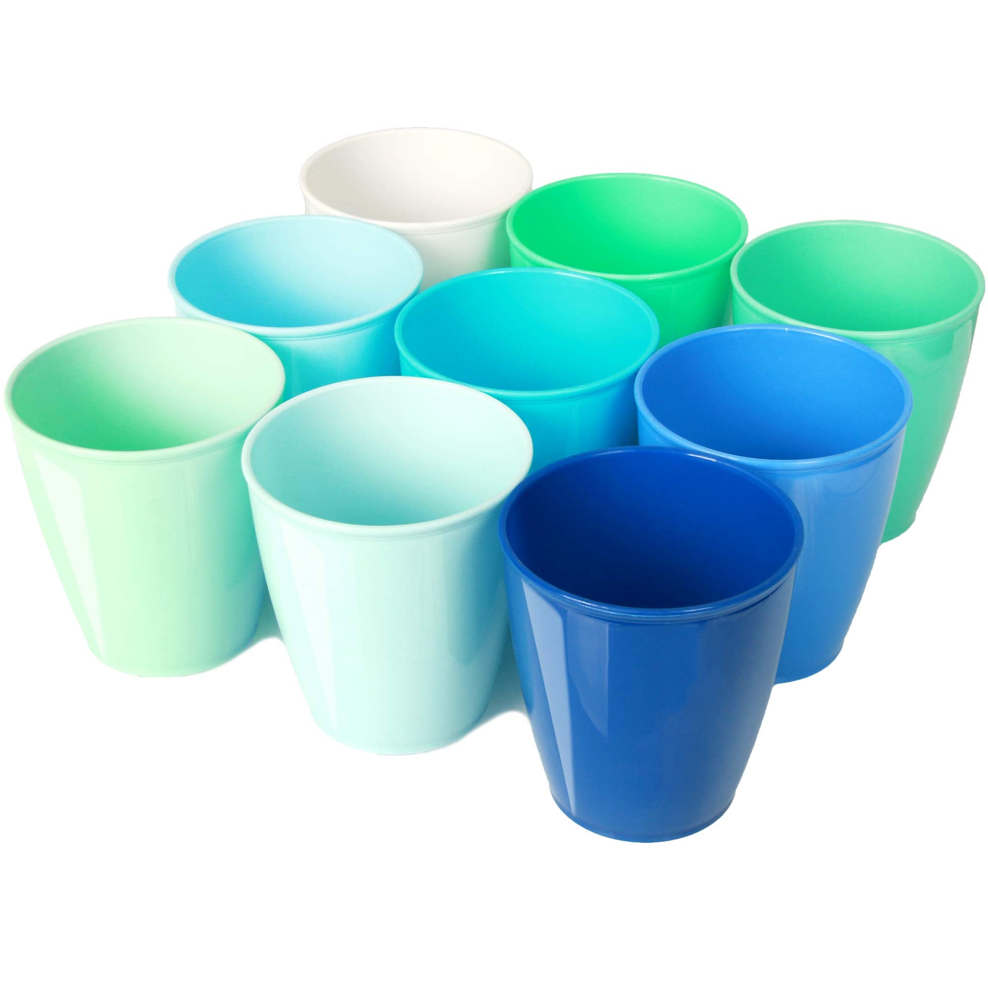 Youngever 8 Ounce Kids Cups, 9 Pack Kids Plastic Cups, 8 Ounce Kids Drinking Cups, Toddler Cups, Cups for Kids Toddlers, Unbreakable Toddler Cups