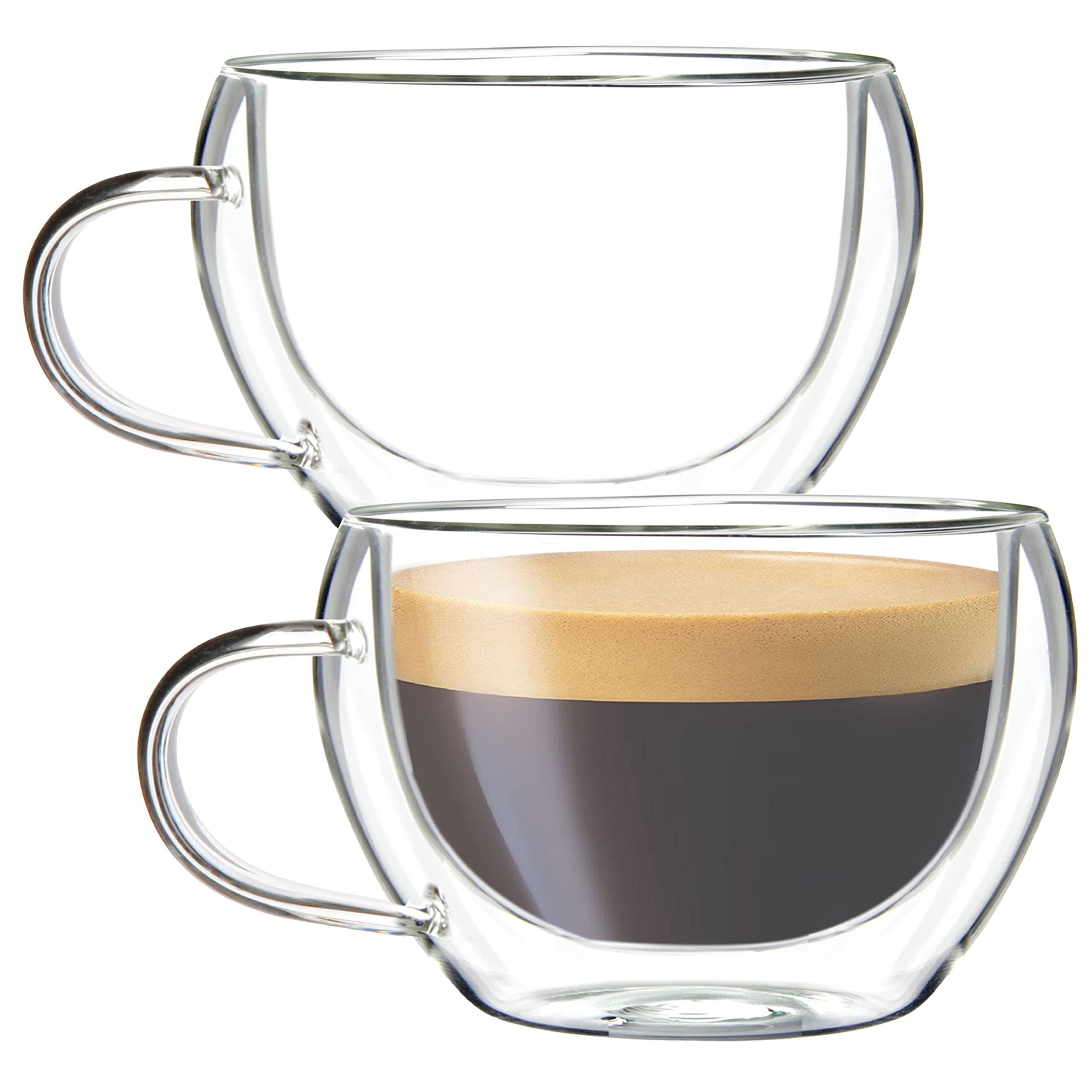 Youngever 2 Pack Glass Espresso Mugs, Double Wall Thermo Insulated Coffee Cups, 5.5 Ounce
