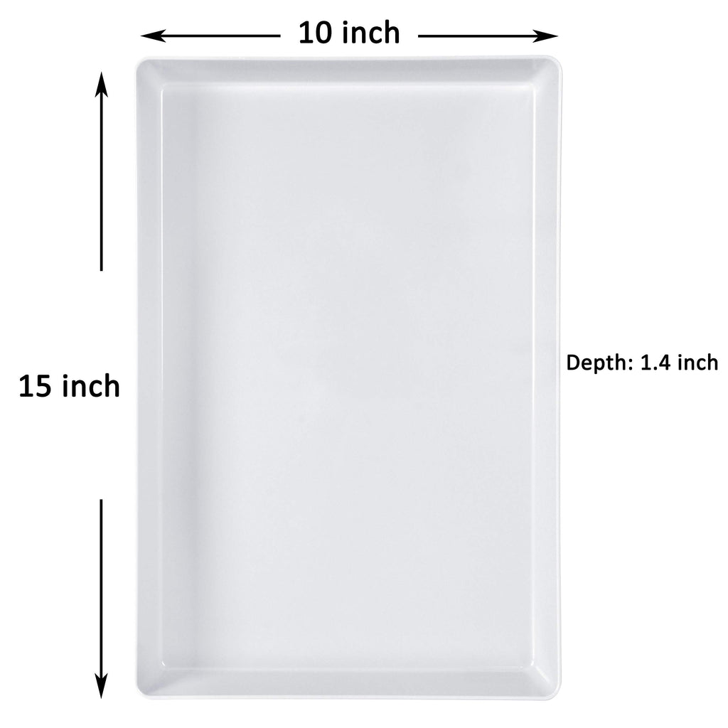 Youngever 3 Pack Plastic Serving Trays, Serving Platter for Parties, Sturdy ABS Material, 15 inch x 10 inch