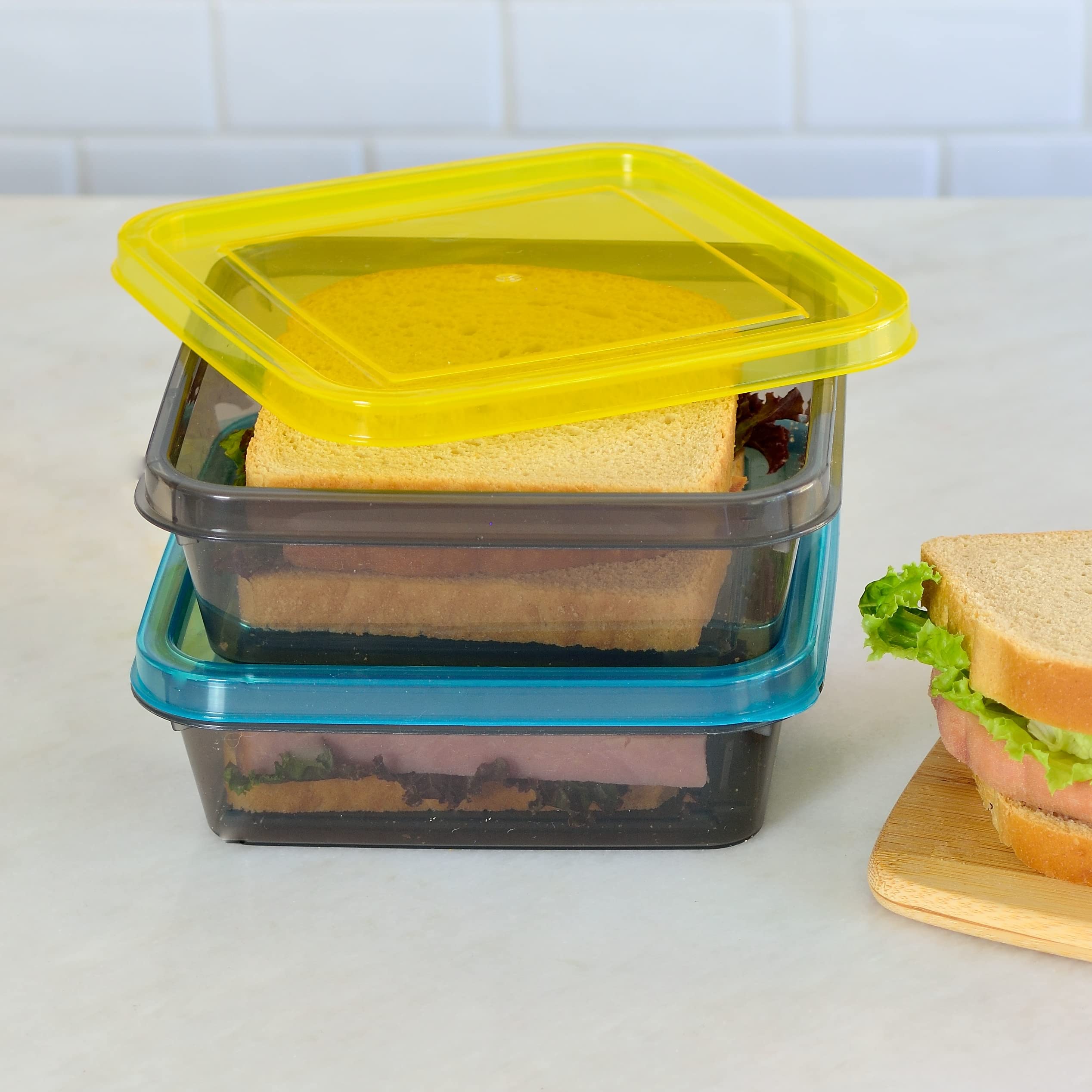 Youngever 3 Pack Sandwich Containers for Lunch Box, Reusable Food Storage Containers, Meal Prep Containers
