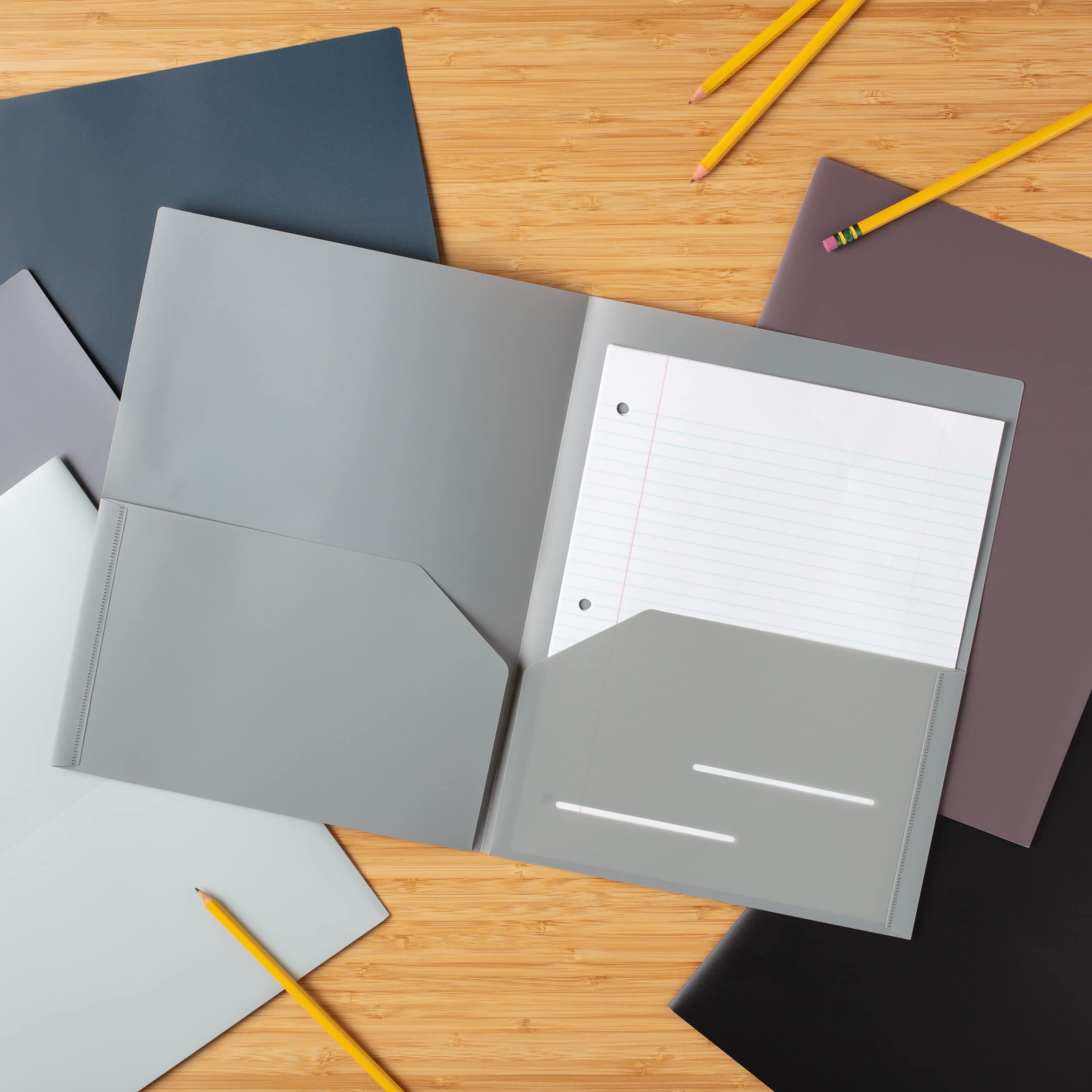 Youngever 12 Pack Heavy Duty Plastic Two Pocket Folders, Heavy Duty Plastic 2 Pocket Folder, Urban Colors