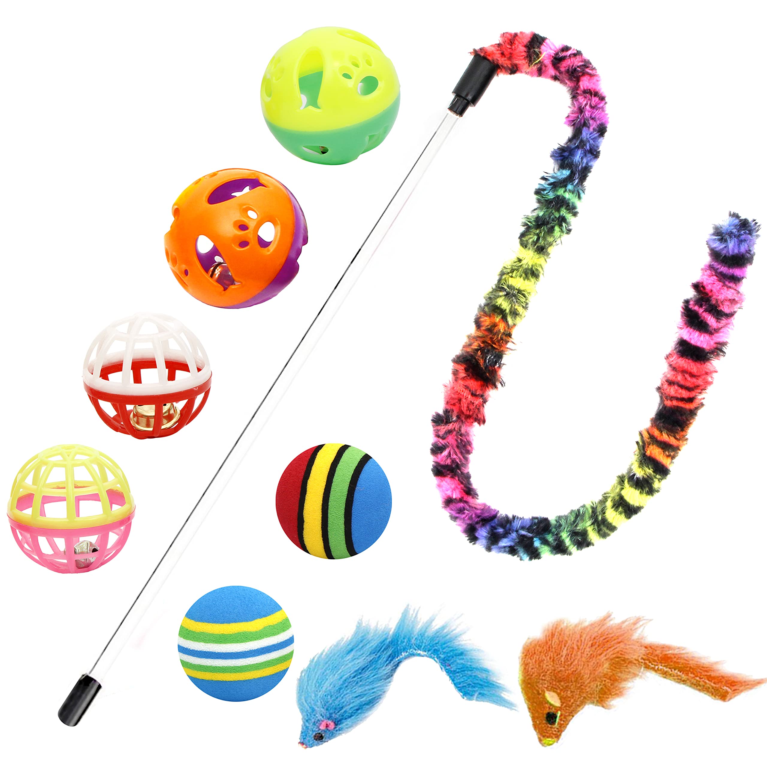 Youngever 18 Cat Toys Kitten Toys Assortments, Cat Teaser Wand, Interactive Bell Toy, Sparkle Balls for Cat, Puppy, Kitty, Kitten
